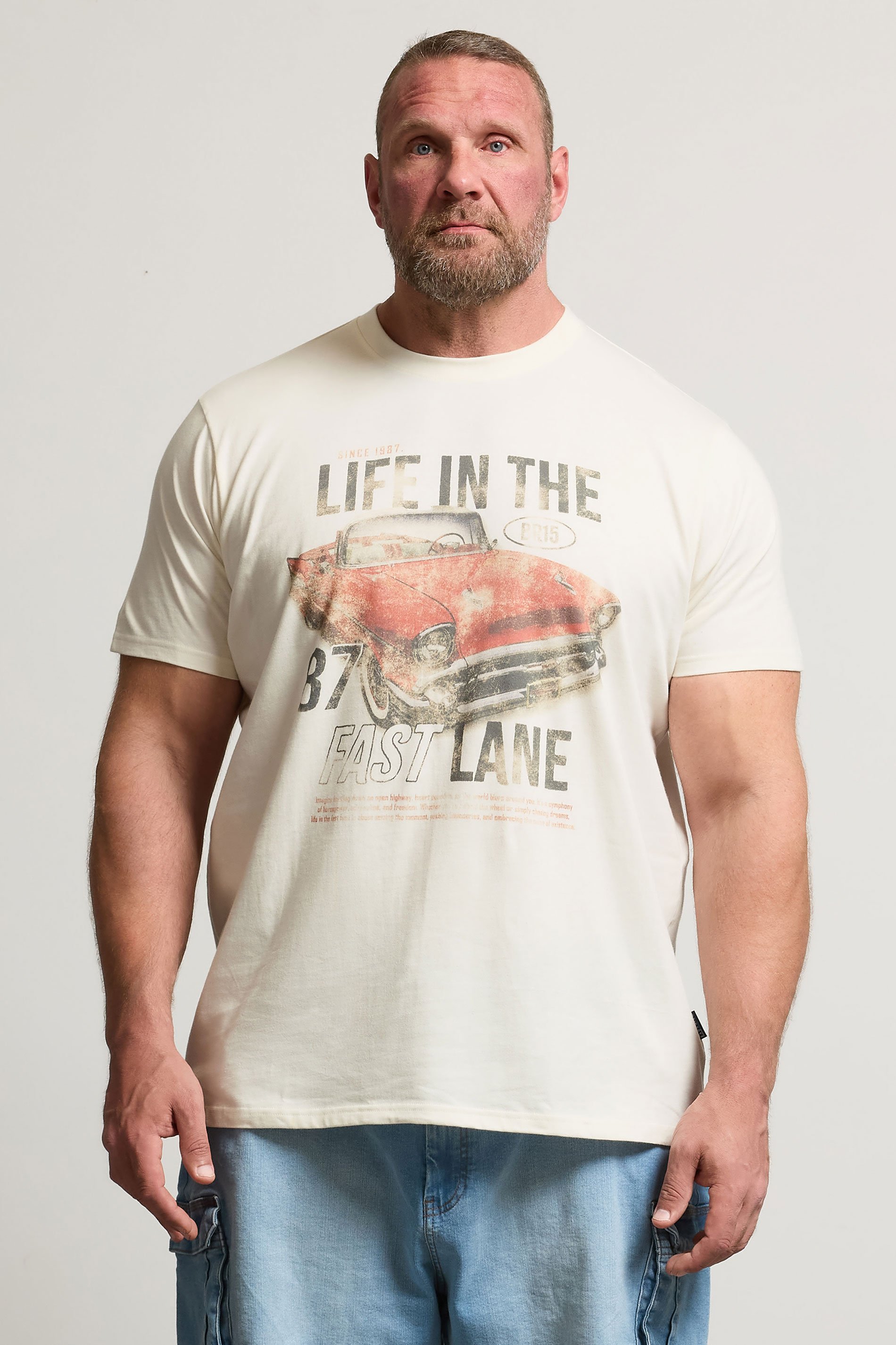 BadRhino Big & Tall Off White 'Life In The Fast Lane' Graphic T-Shirt | BadRhino 1