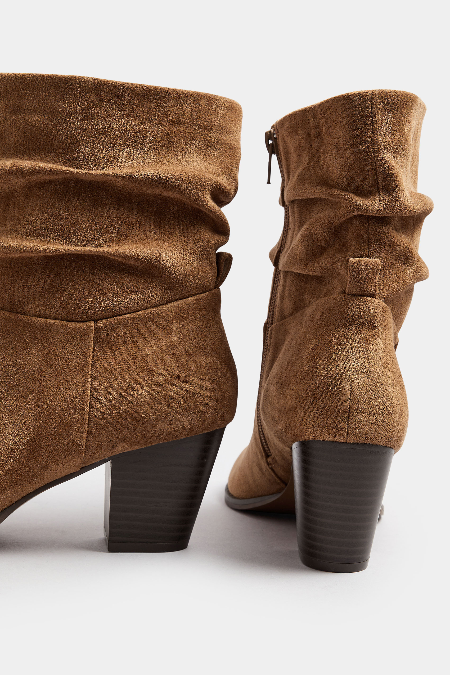 LTS Tan Brown Faux Suede Western Boots In Standard Fit | Long Tall Sally 4