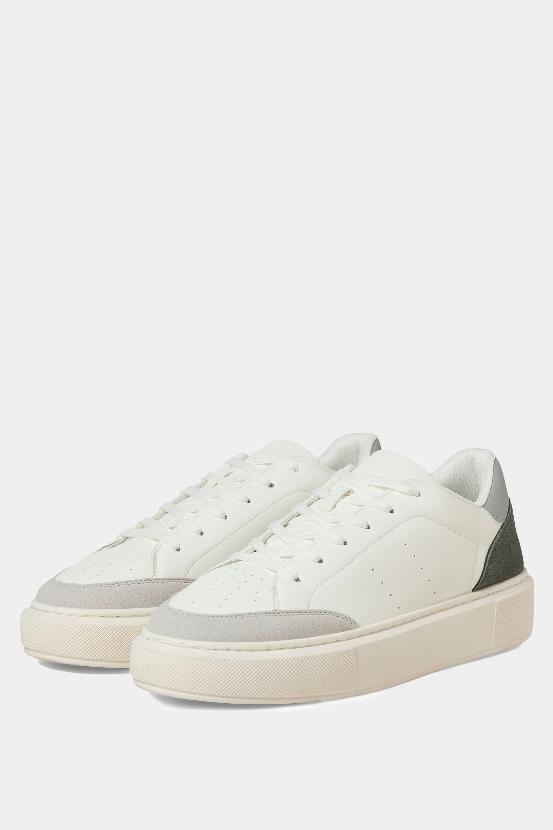 JACK & JONES White & Grey Court PU Trainer | BadRhino 2