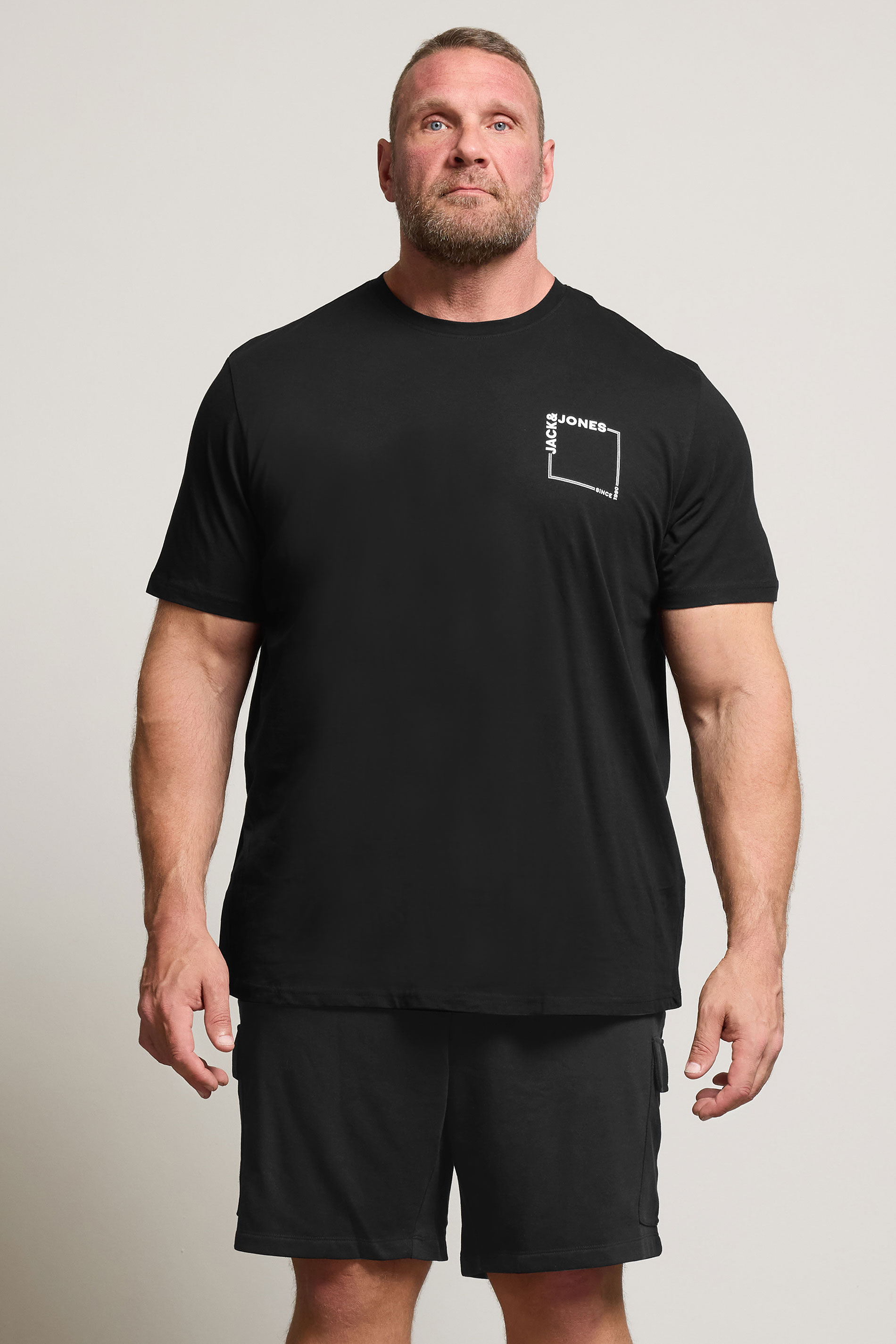 JACK & JONES Big & Tall Black 'Verner' T-Shirt & Short Set | BadRhino 1