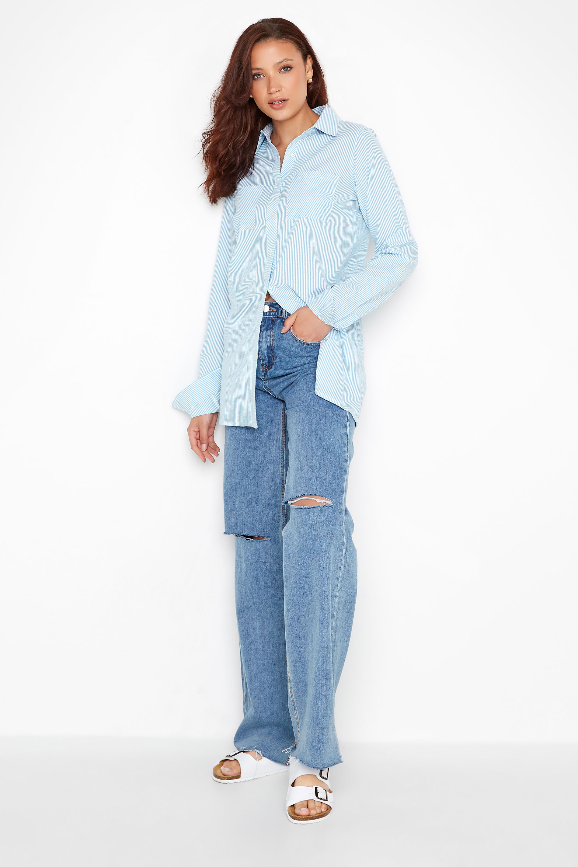 LTS Tall Women's Light Blue Stripe Shirt | Long Tall Sally 2