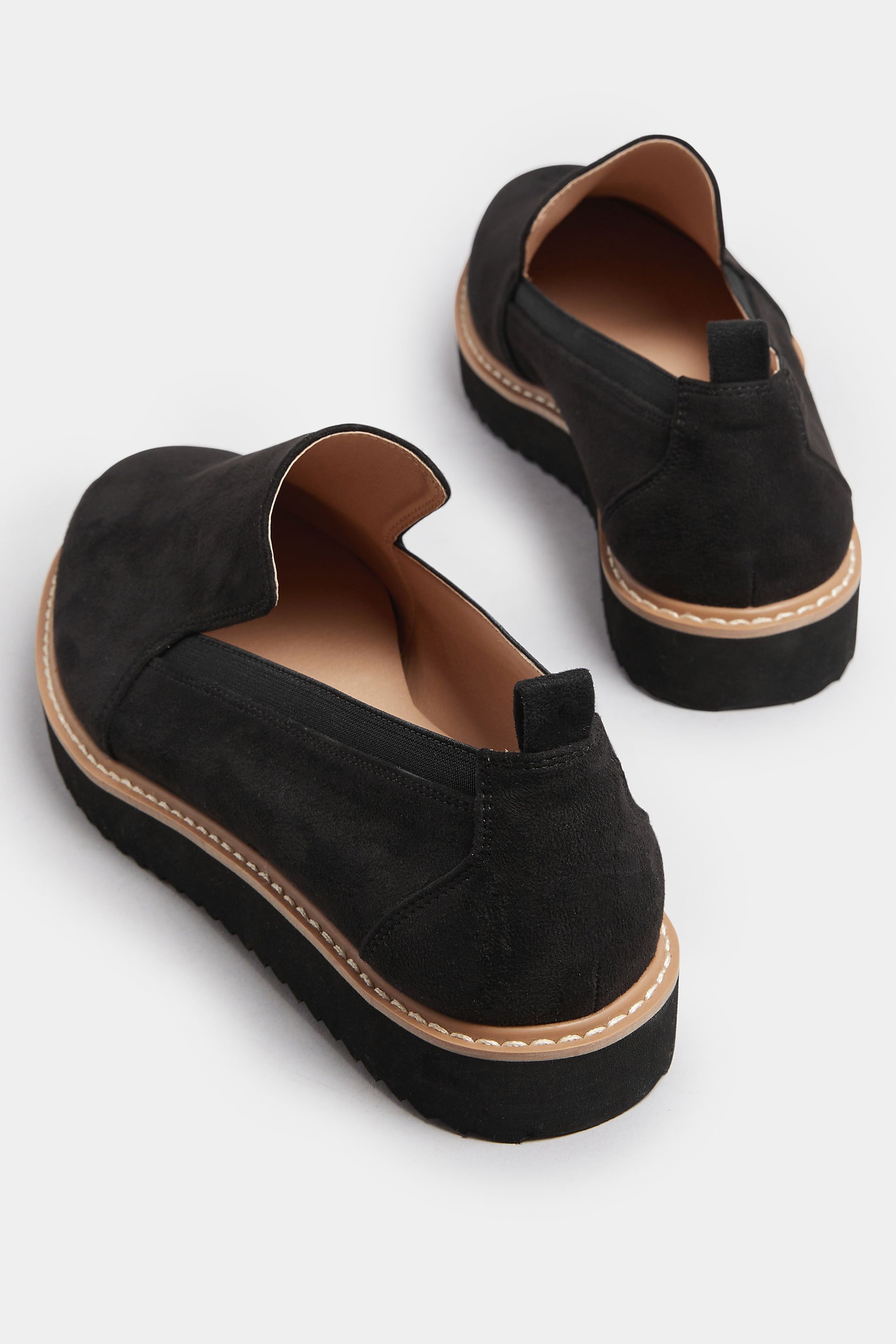 LTS Black Faux Suede Slip-On Loafers In Standard Fit | Long Tall Sally 4