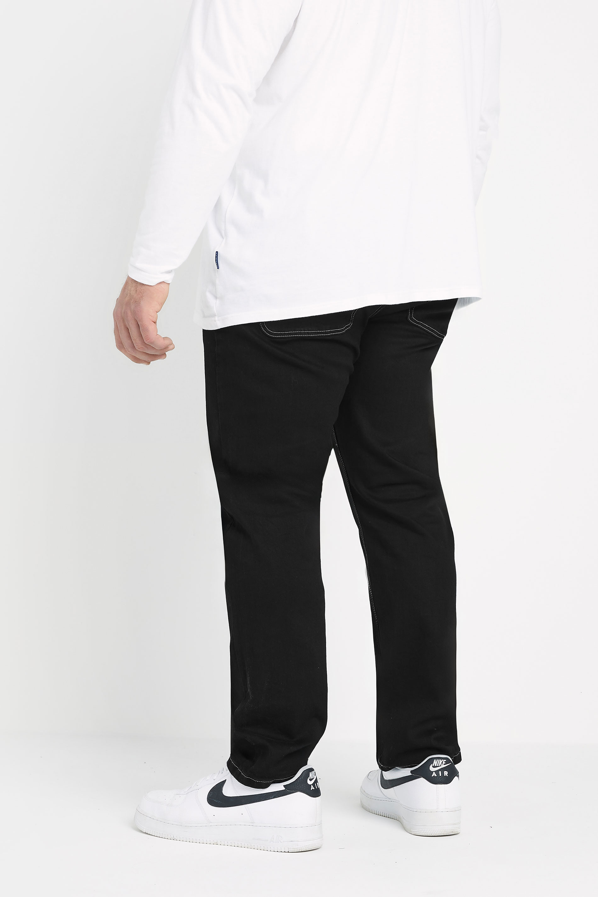 BadRhino Big & Tall Black Contrast Stitch Straight Leg Jeans | BadRhino 4
