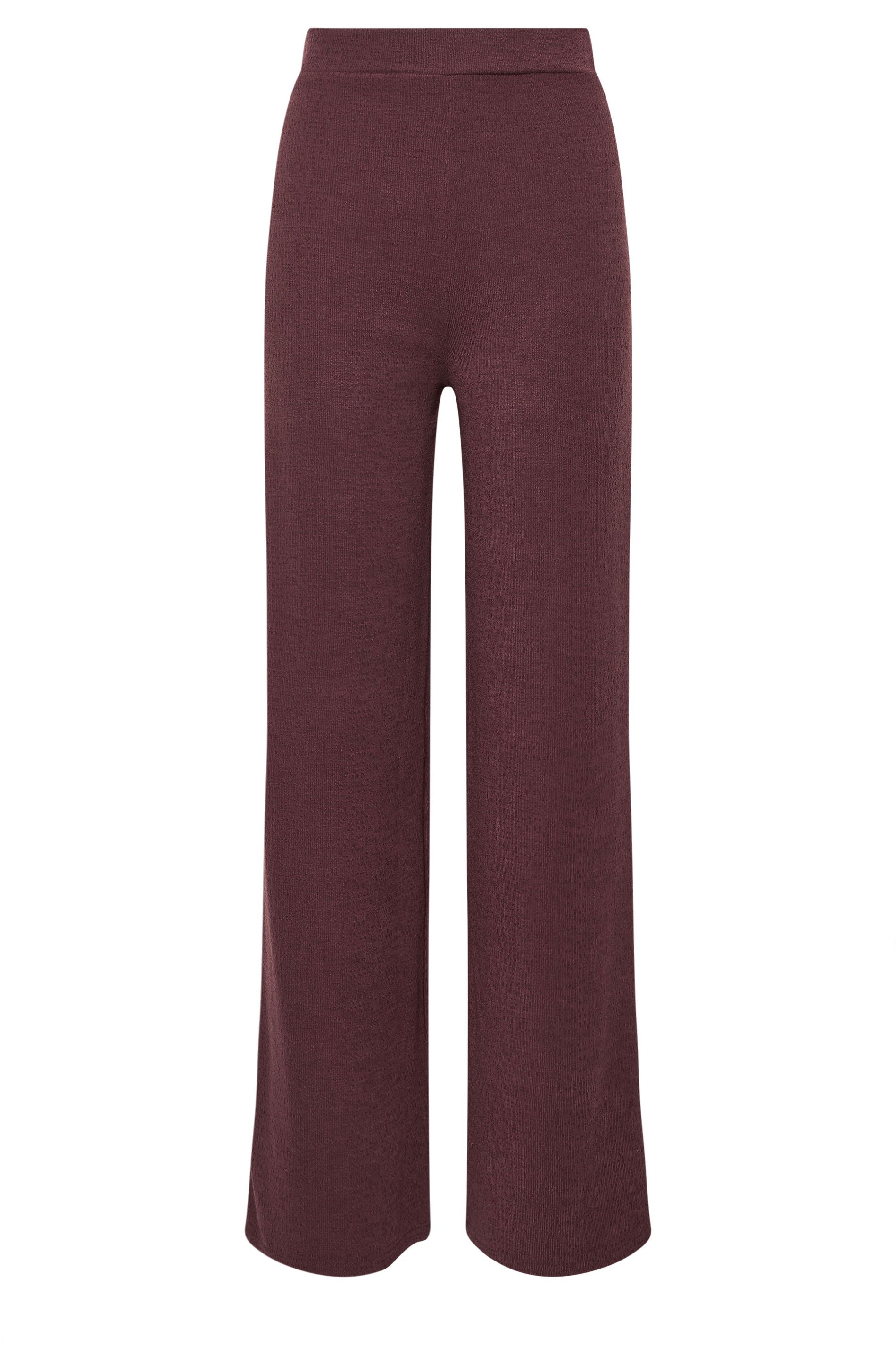 LTS Tall Women's Berry Red Textured Wide Leg Trousers | Long Tall Sally 1