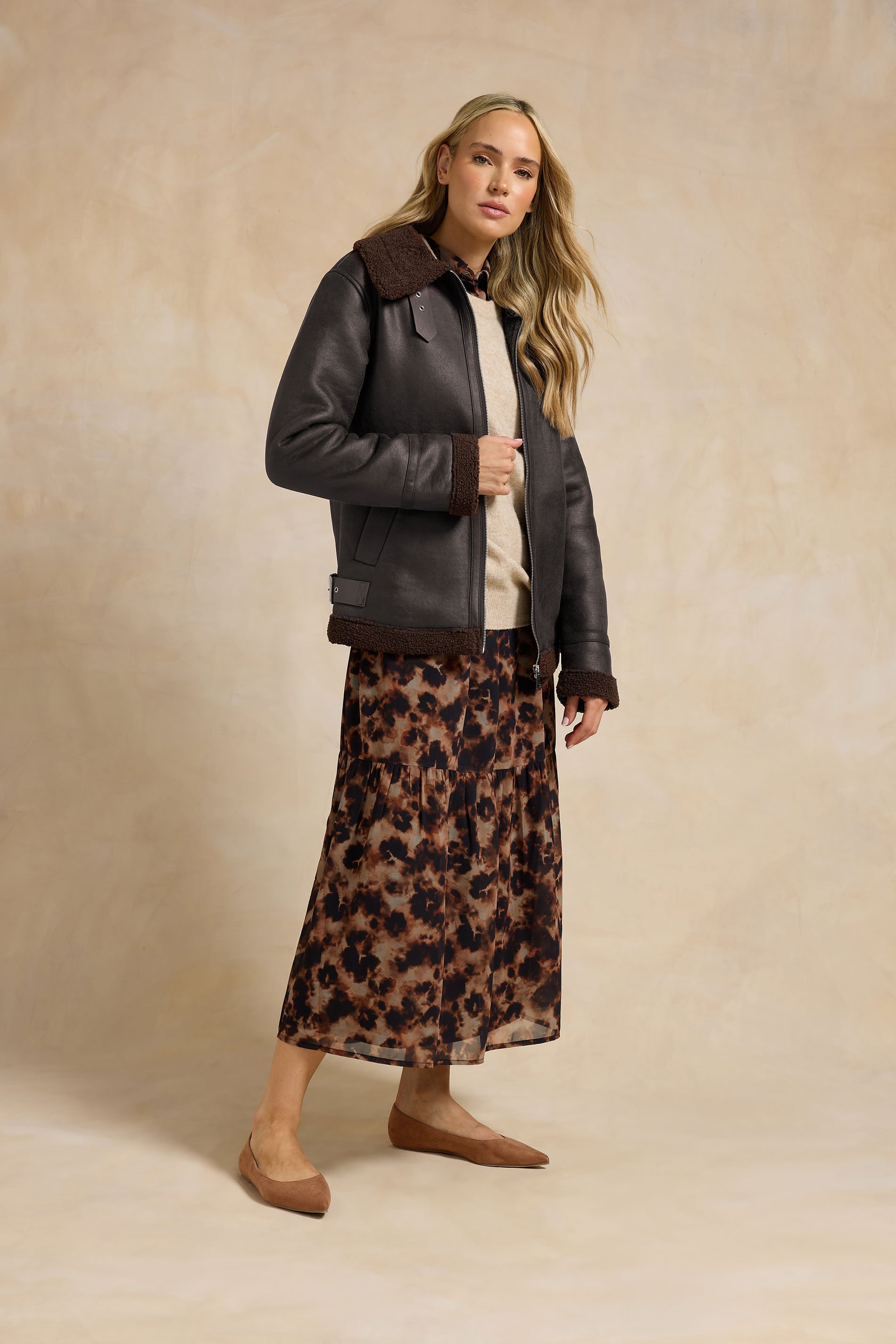 LTS Tall Chocolate Brown Aviator Jacket | Long Tall Sally 2