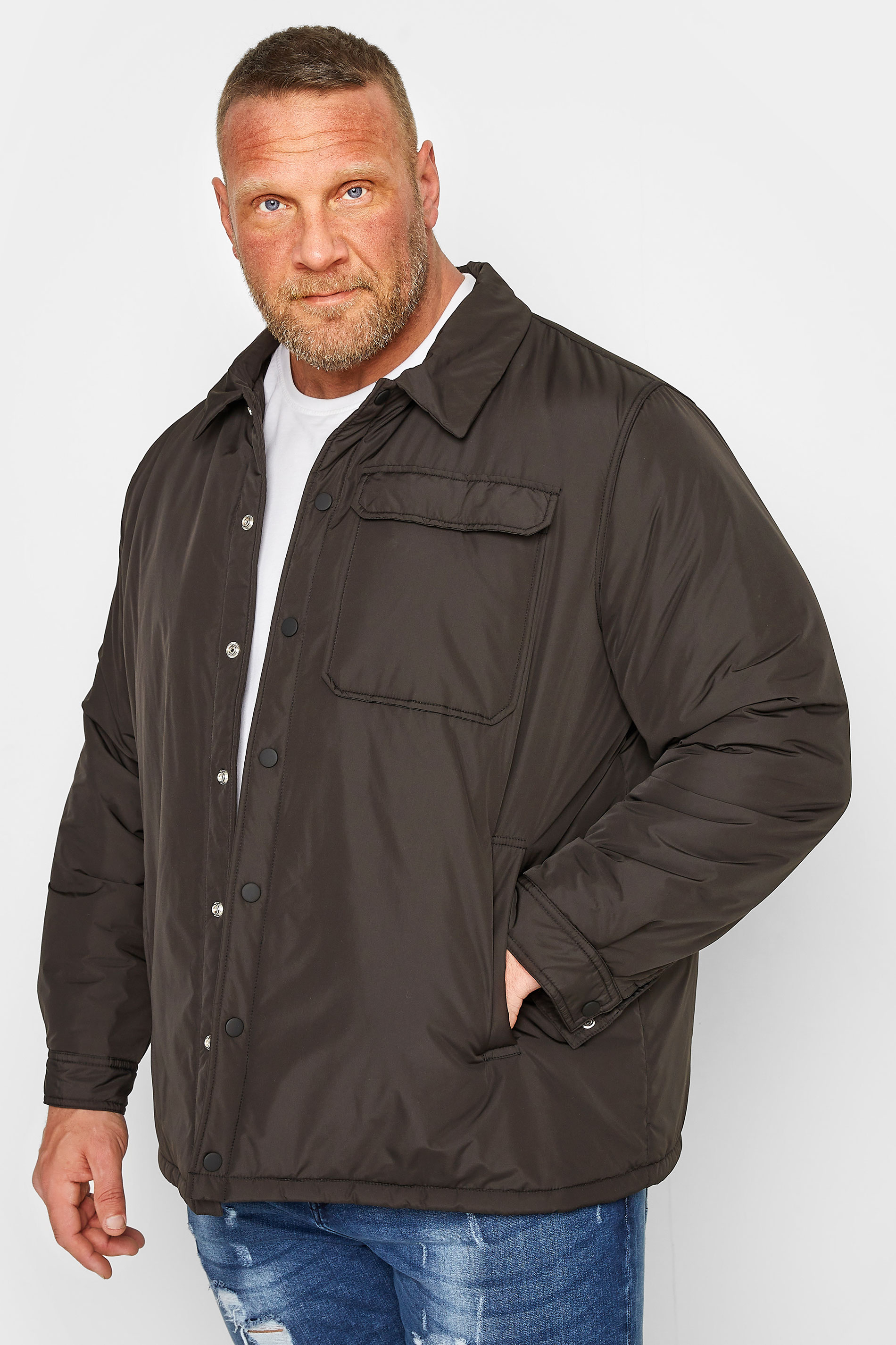 BadRhino Plus Size Mens Big & Tall Black Button Up Jacket | BadRhino  1