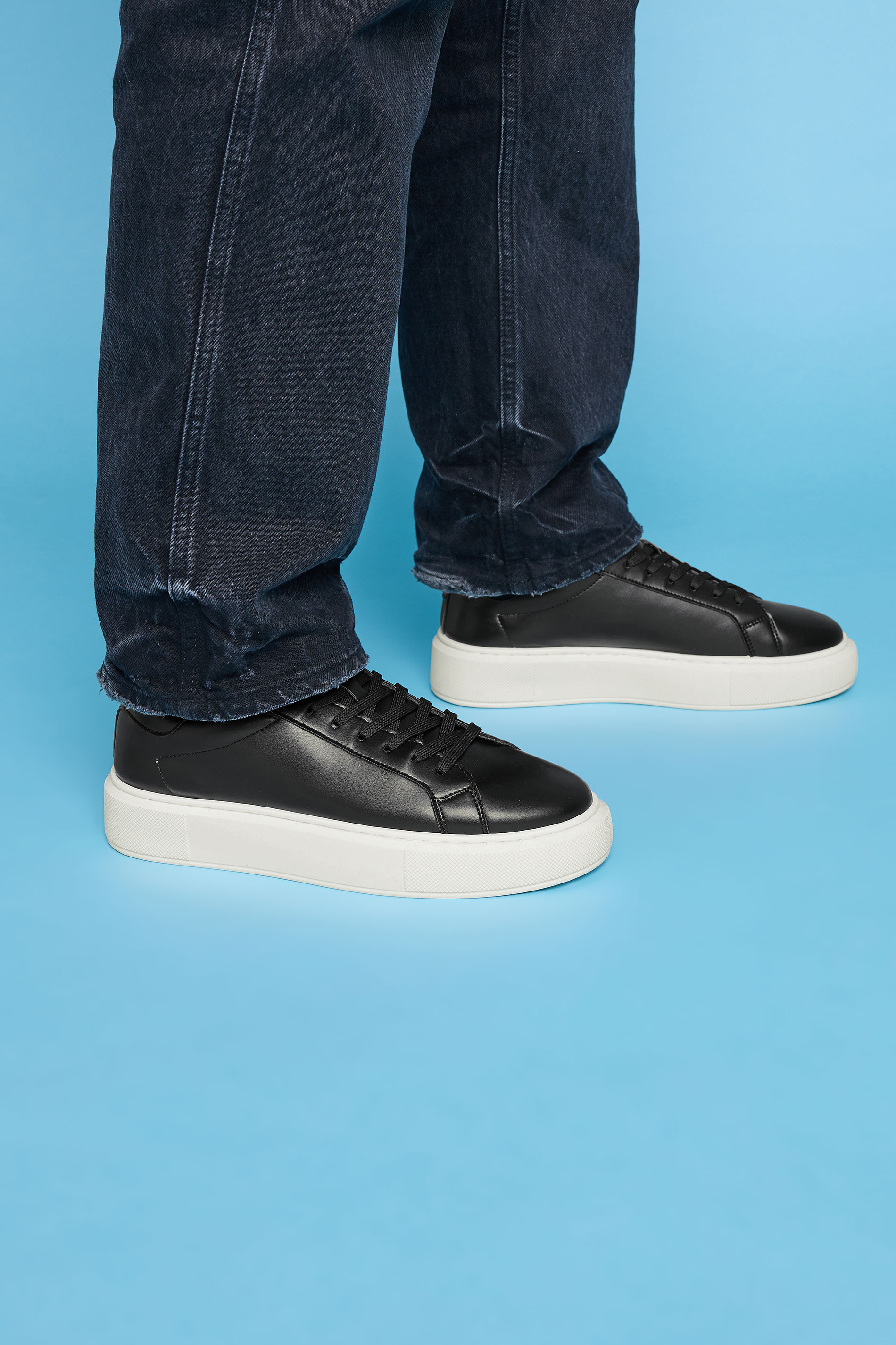 JACK & JONES Black Cupsole PU Trainer | BadRhino 1