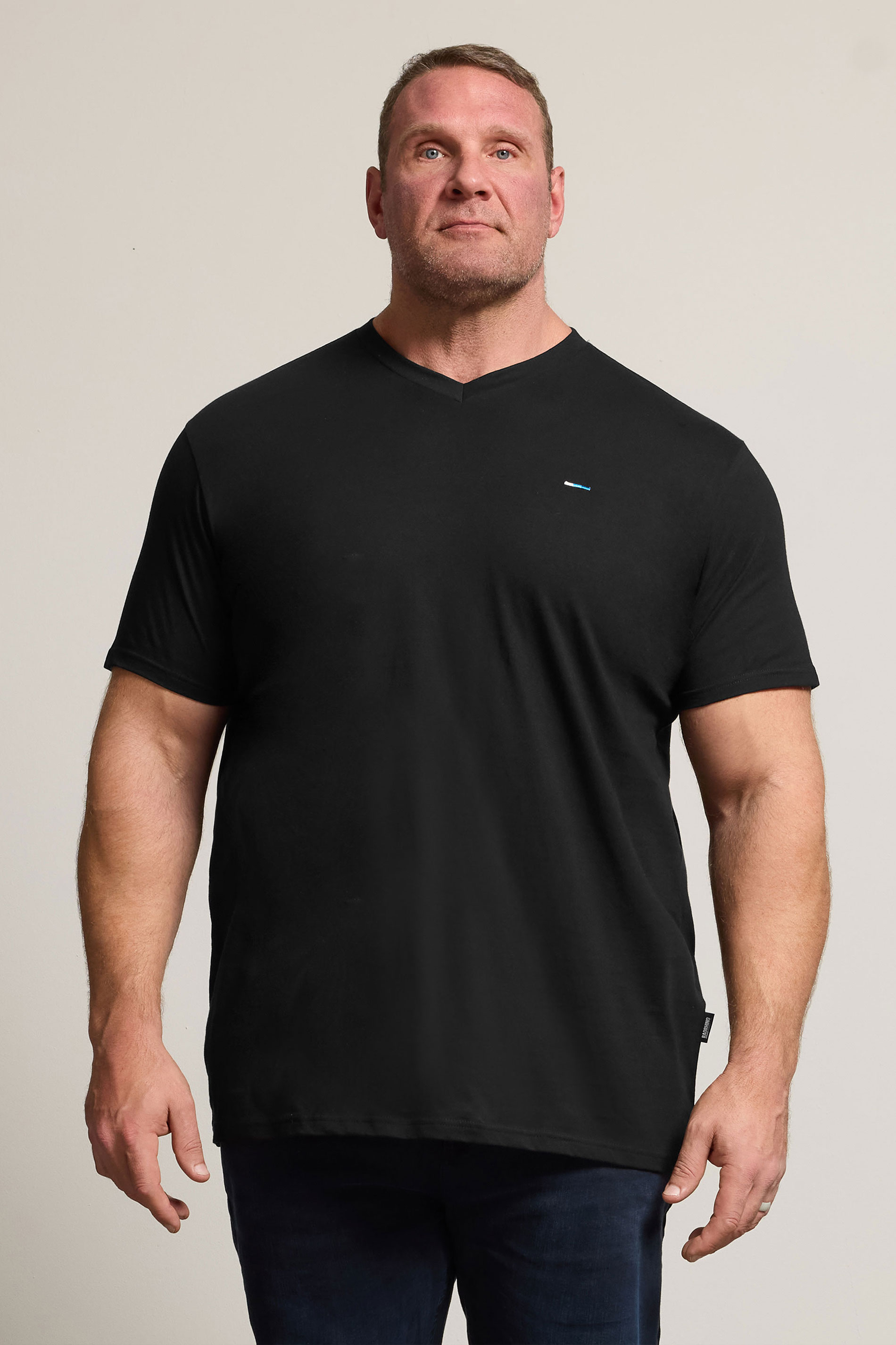 BadRhino Big & Tall Black Extra Long V-Neck T-Shirt | BadRhino 1