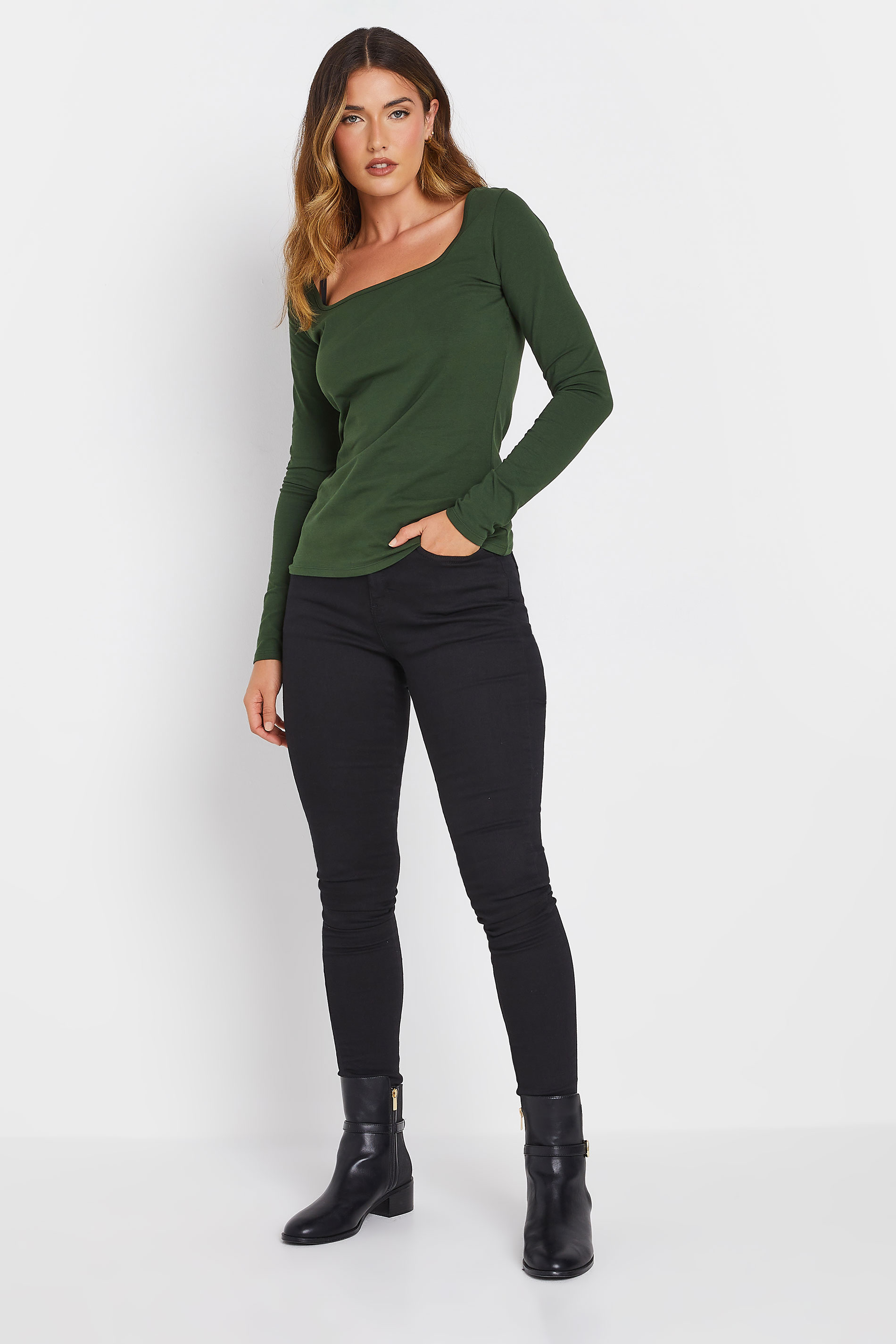 LTS Tall 2 PACK Green & Brown Square Neck Tops | Long Tall Sally 3