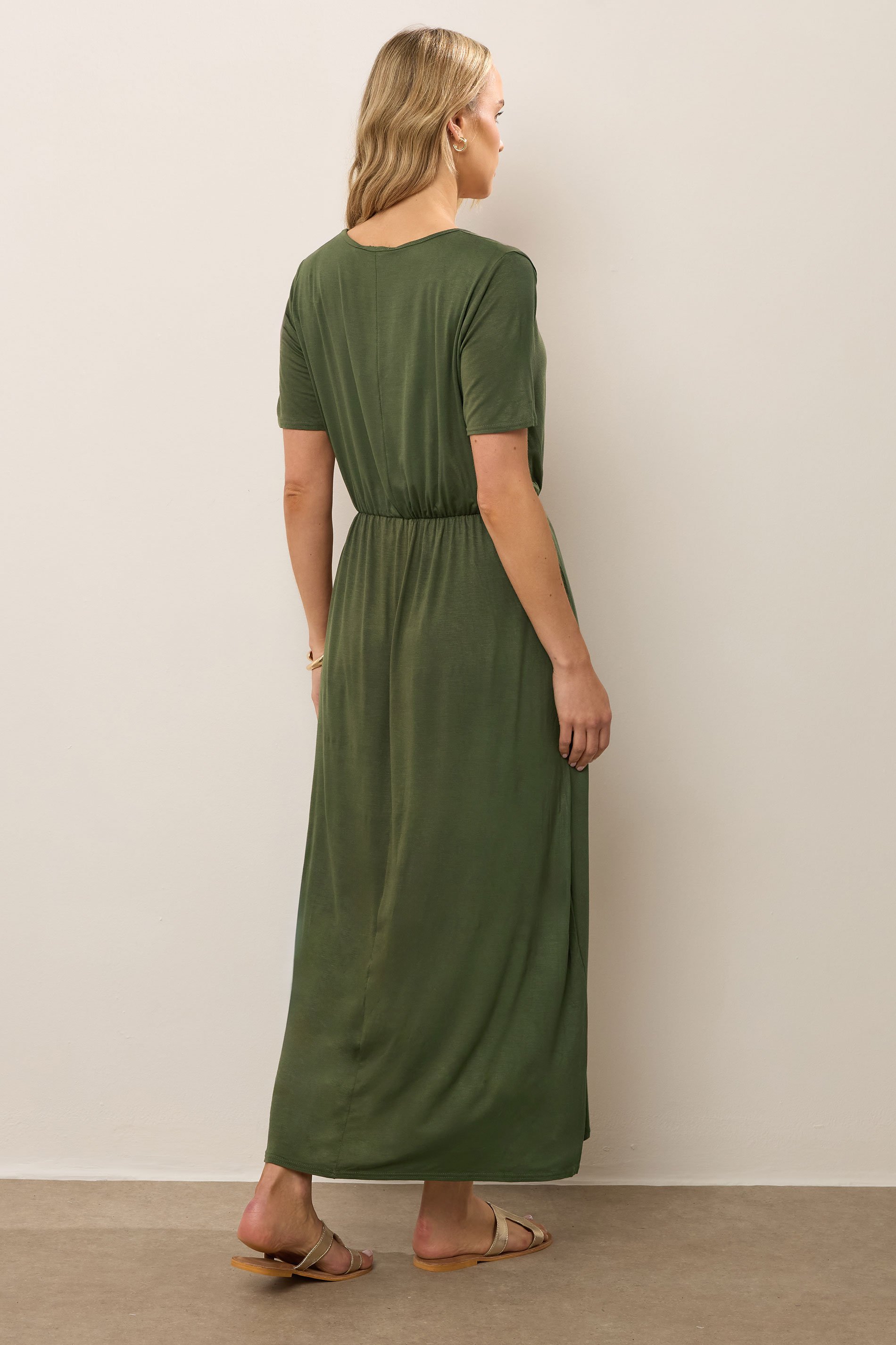 LTS Tall Women's Khaki Green Maxi T-Shirt Dress | Long Tall Sally 3