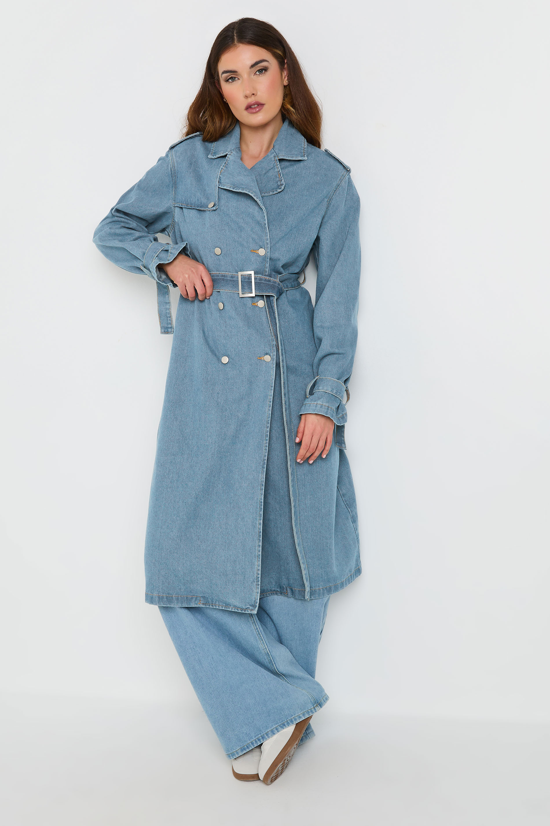 LTS Tall Light Blue Denim Trench Coat | Long Tall Sally 4
