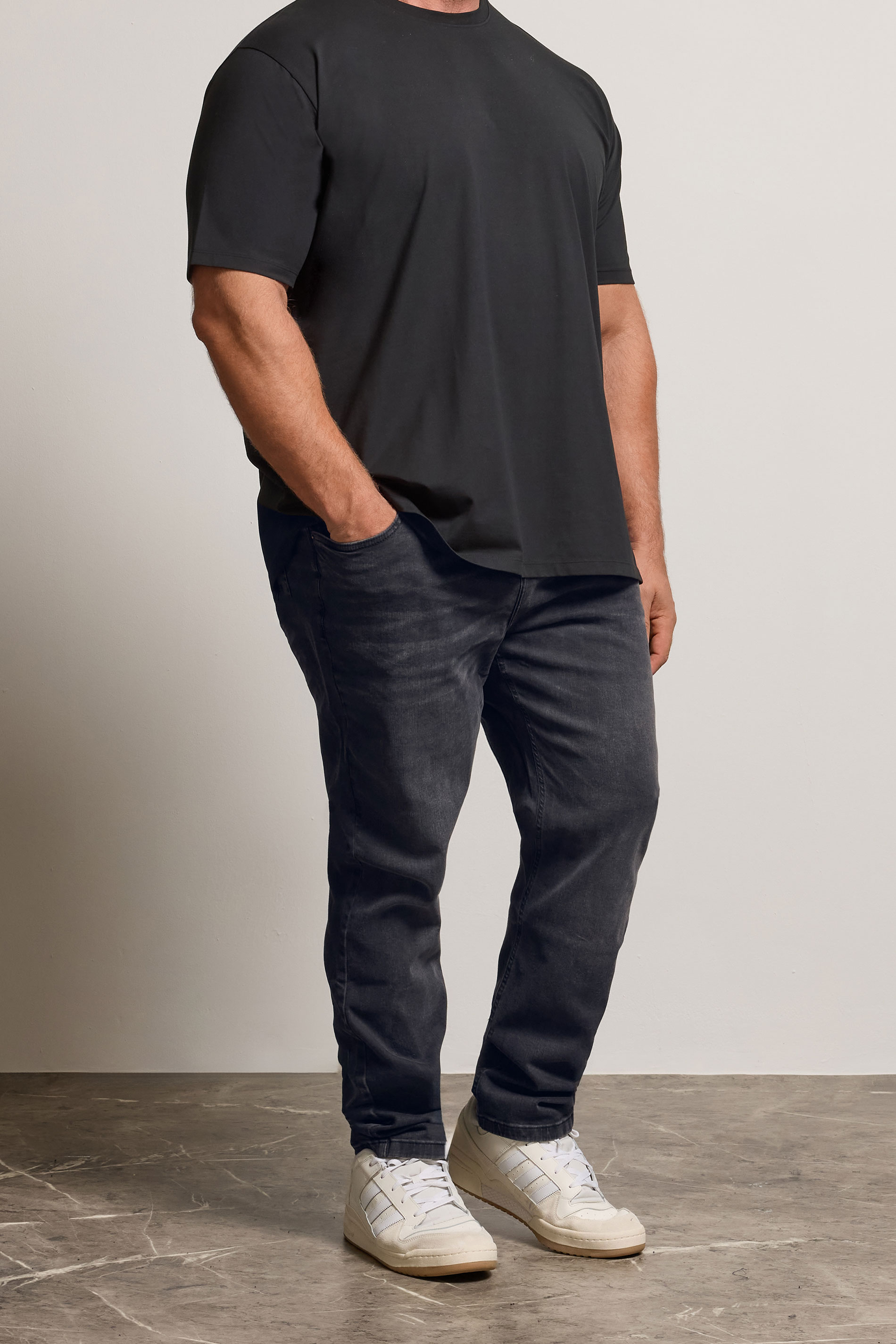 BadRhino Big & Tall Black Washed Straight Leg Stretch Jeans | BadRhino 1