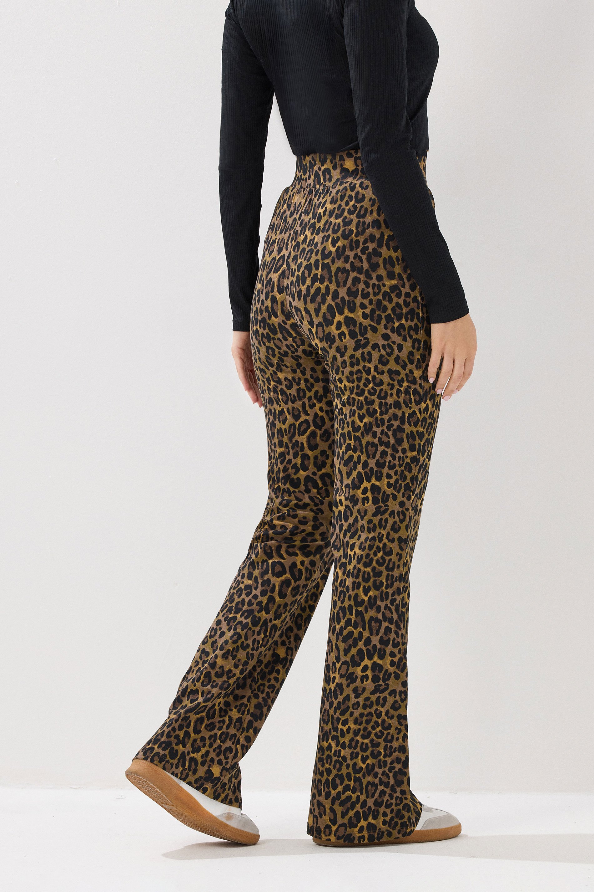 LTS Tall Brown Leopard Print Flared Leggings | Long Tall Sally 3