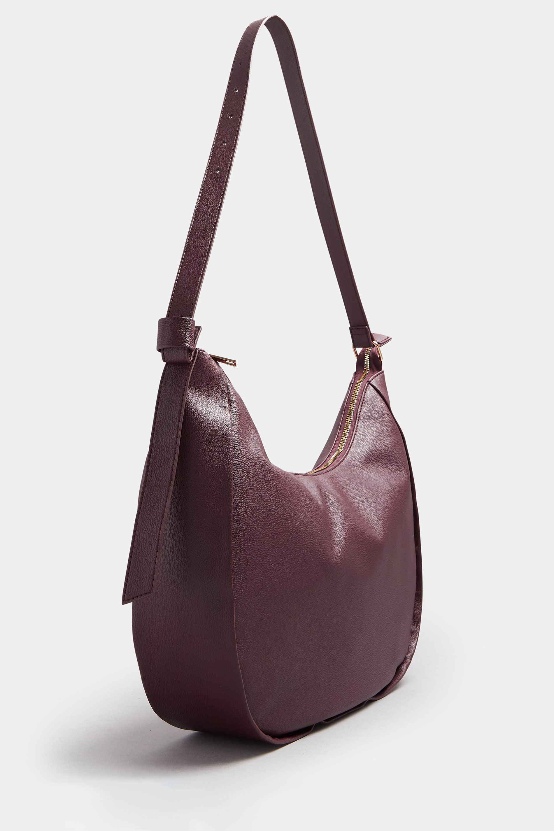 Burgundy Red Faux Leather Slouched Shoulder Bag | Yours Clothing 3