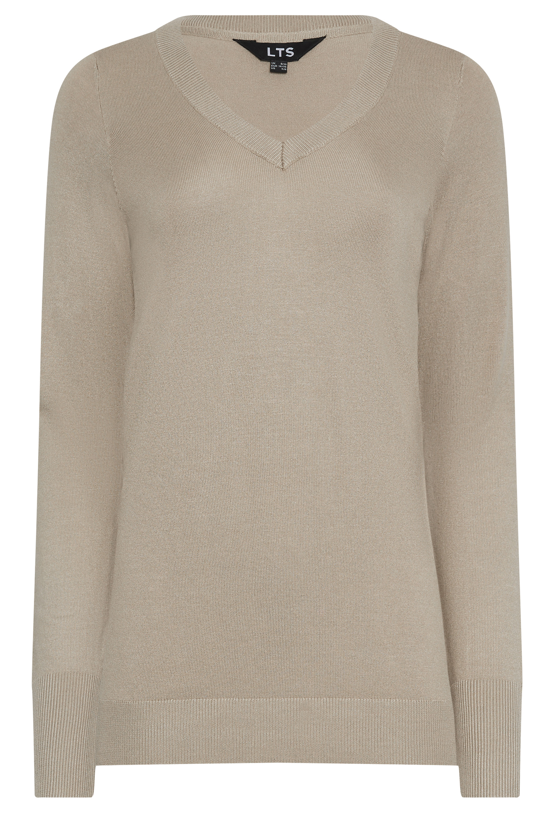 LTS Tall Beige Brown V-Neck Jumper | Long Tall Sally  4