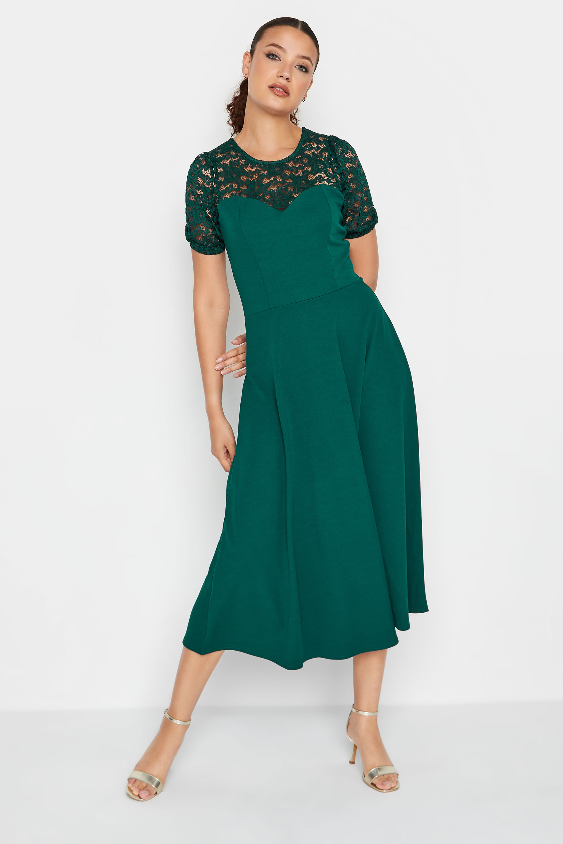 Tall Women's LTS Forest Green Lace Midi Dress | Long Tall Sally 1