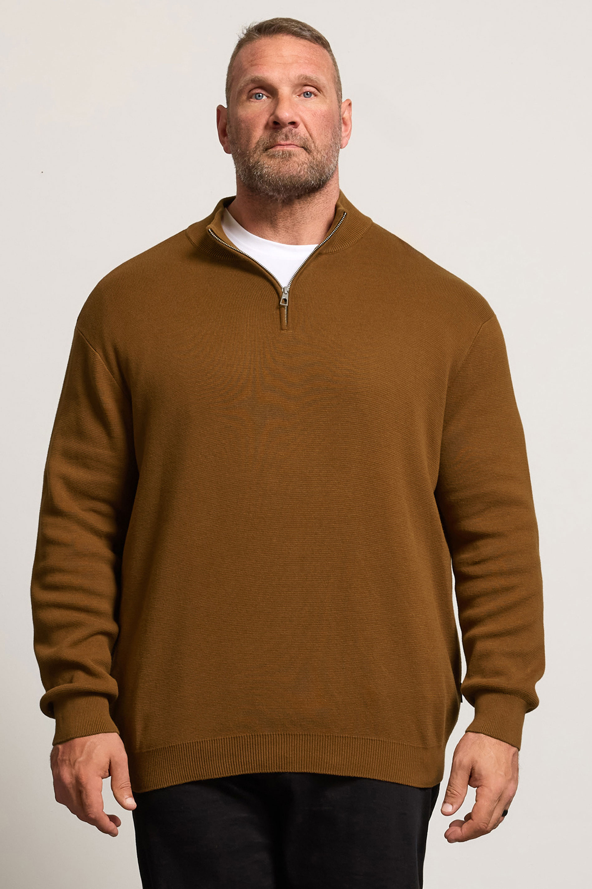 BadRhino Big & Tall Brown Milano Quarter Zip Jumper | BadRhino 2