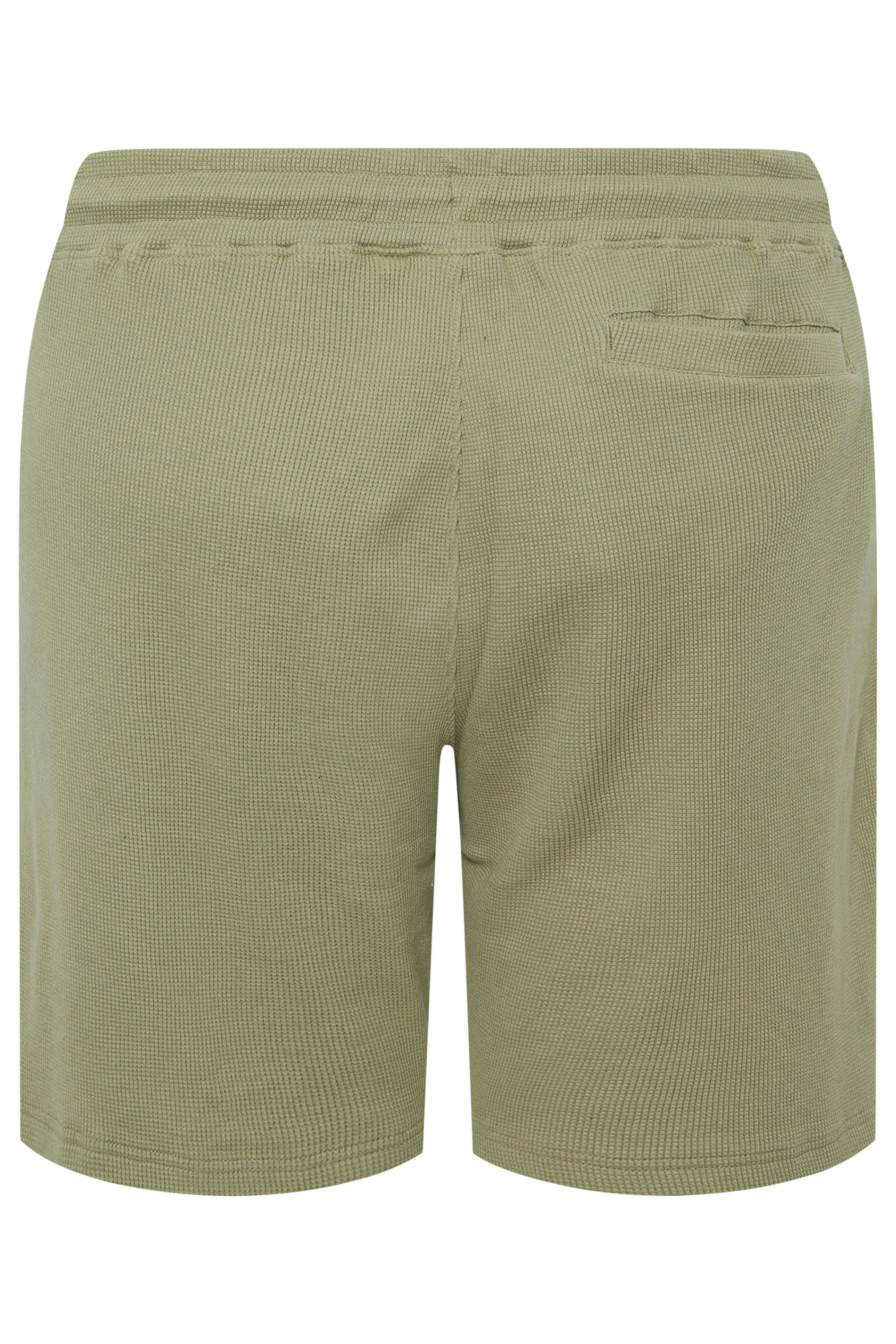 STUDIO A Big & Tall Khaki Green Waffle Textured Shorts | BadRhino 5