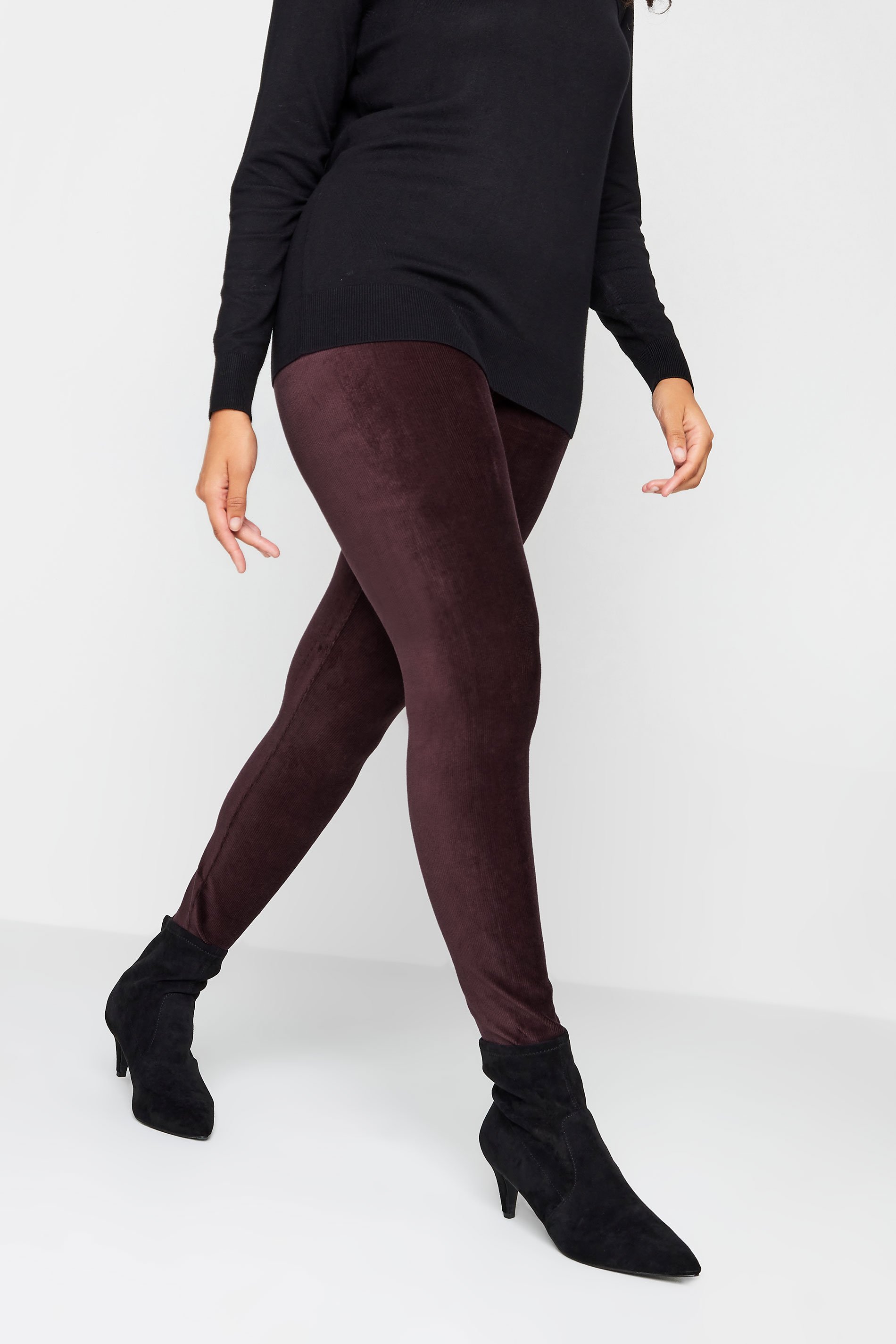 M&Co Burgundy Red Cord Stretch Leggings | M&Co 1