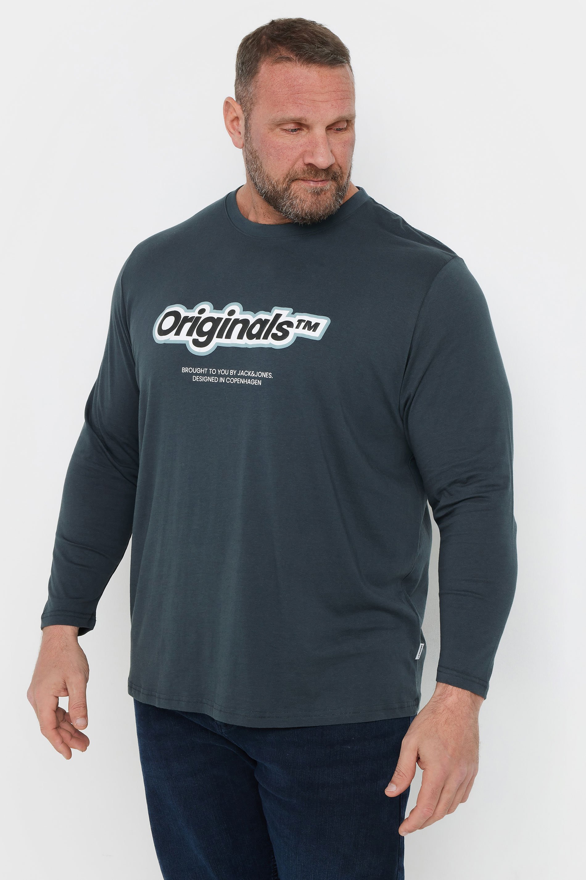 JACK & JONES Big & Tall Blue Graphic Print T-Shirt | BadRhino 1