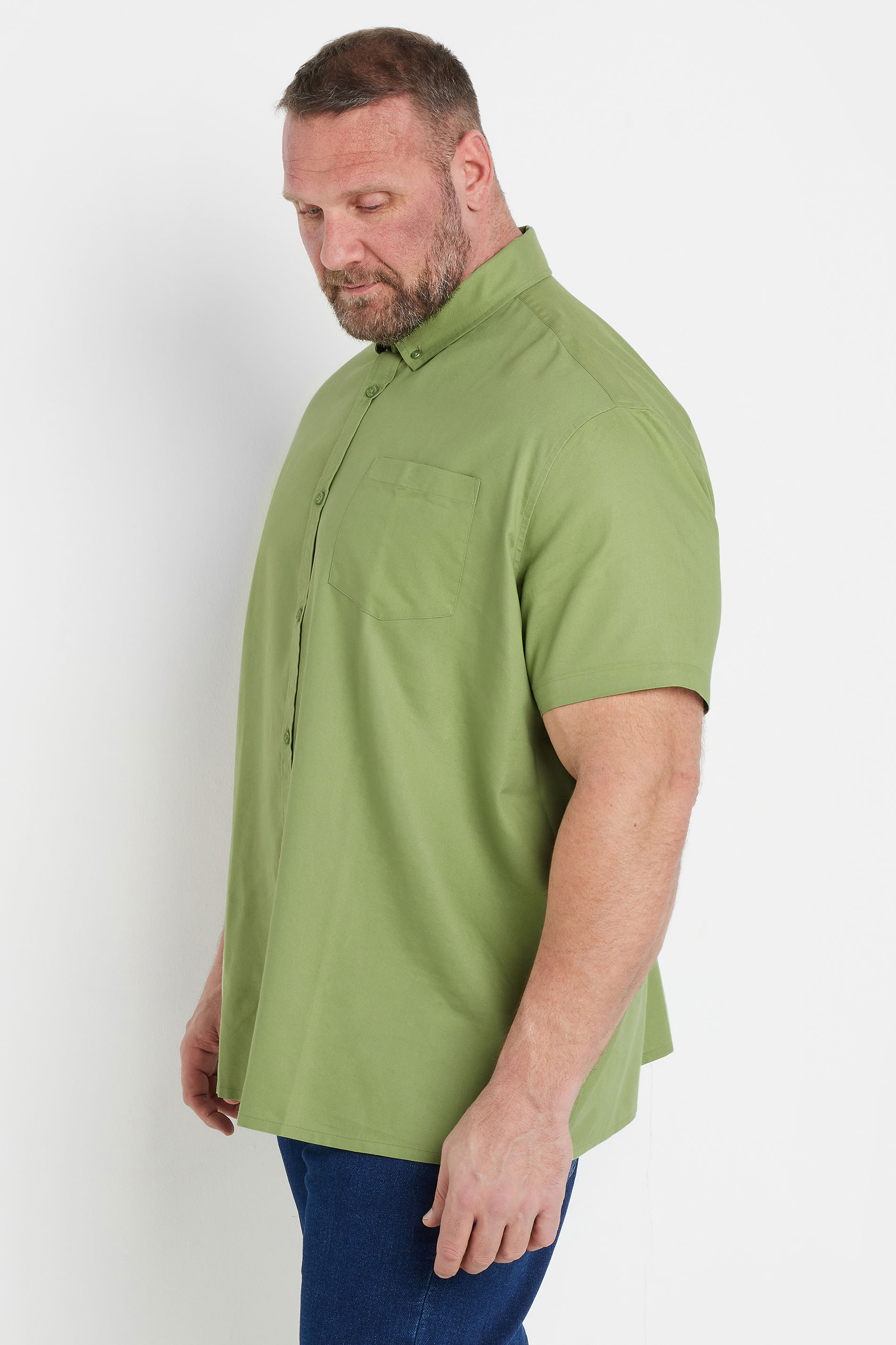 BadRhino Big & Tall Sage Green Short Sleeve Oxford Shirt | BadRhino 3