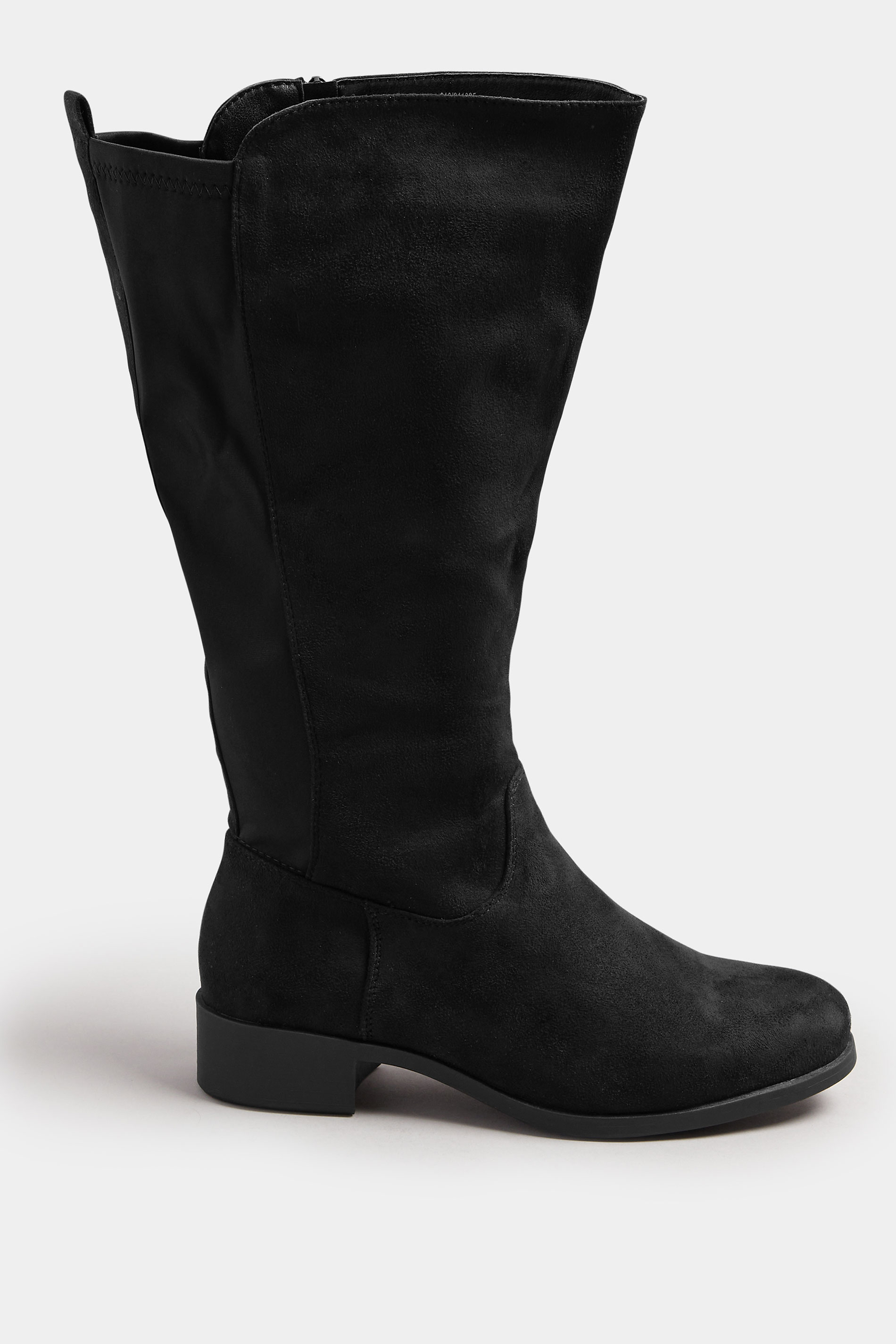 Black Faux Suede Wide Calf Knee High Boots In Extra Wide EEE Fit | Yours Clothing 3