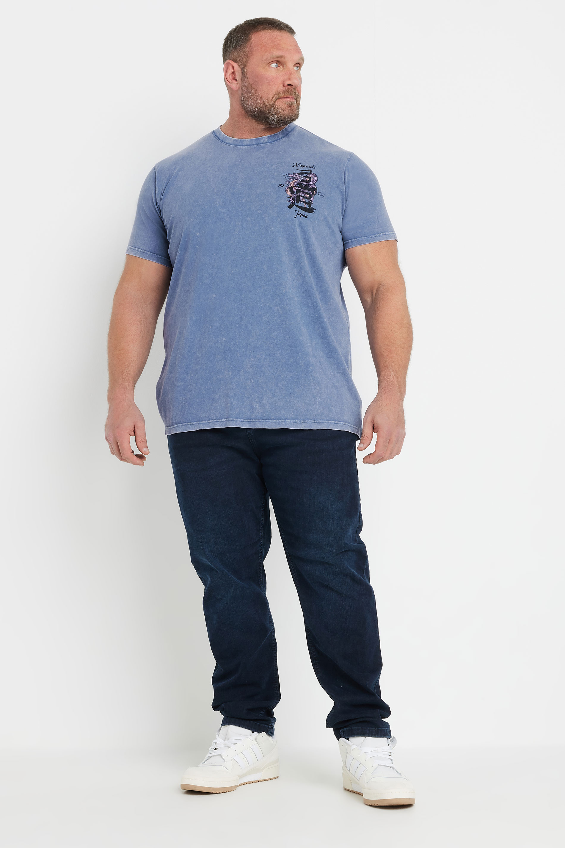 BadRhino Big & Tall Blue Acid Wash 'Nagasaki Japan' Graphic T-Shirt | BadRhino 5