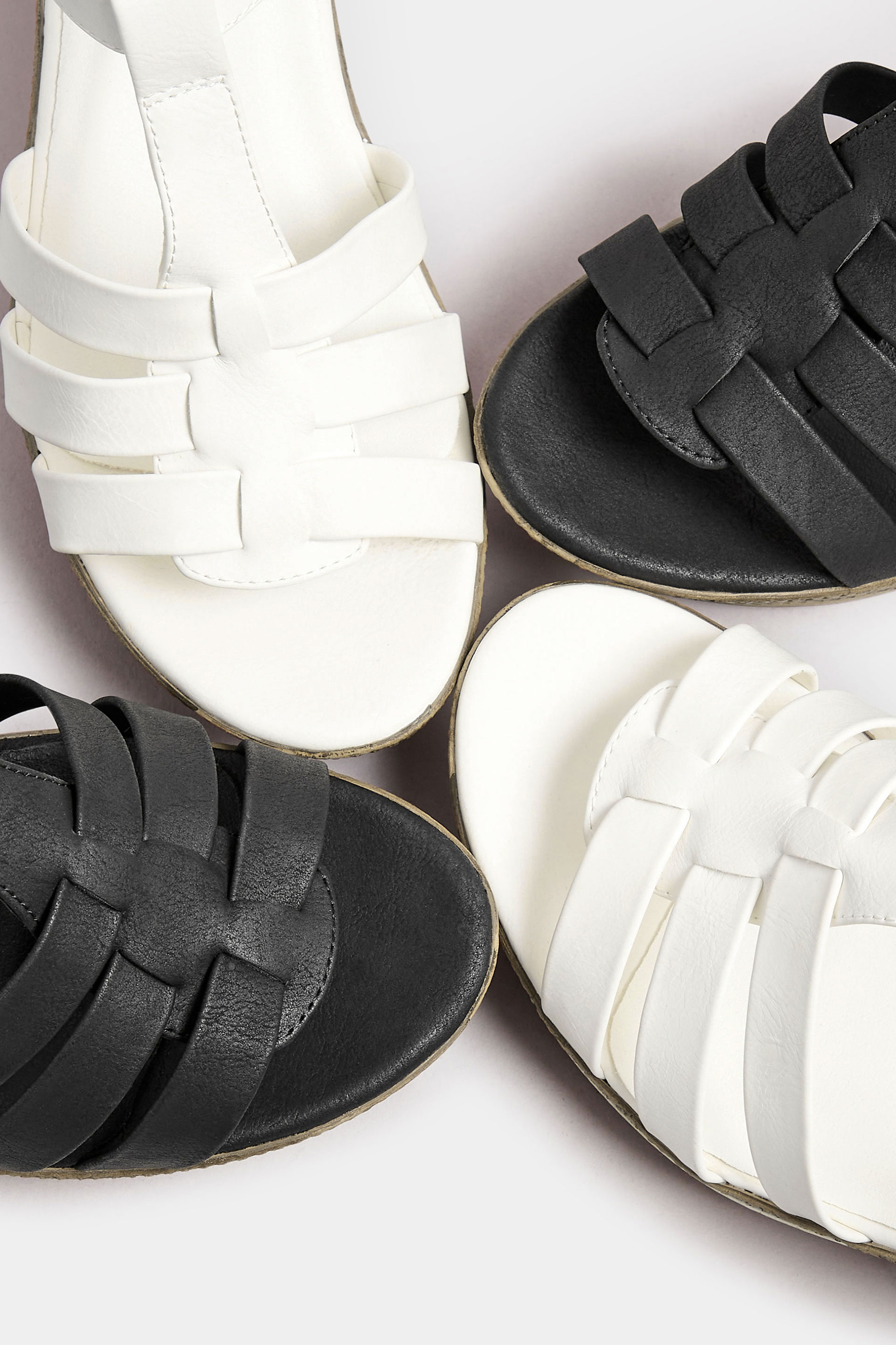 White Faux Leather T-Bar Wedge Sandals In Wide E Fit & Extra Wide EEE Fit | Yours Clothing 7