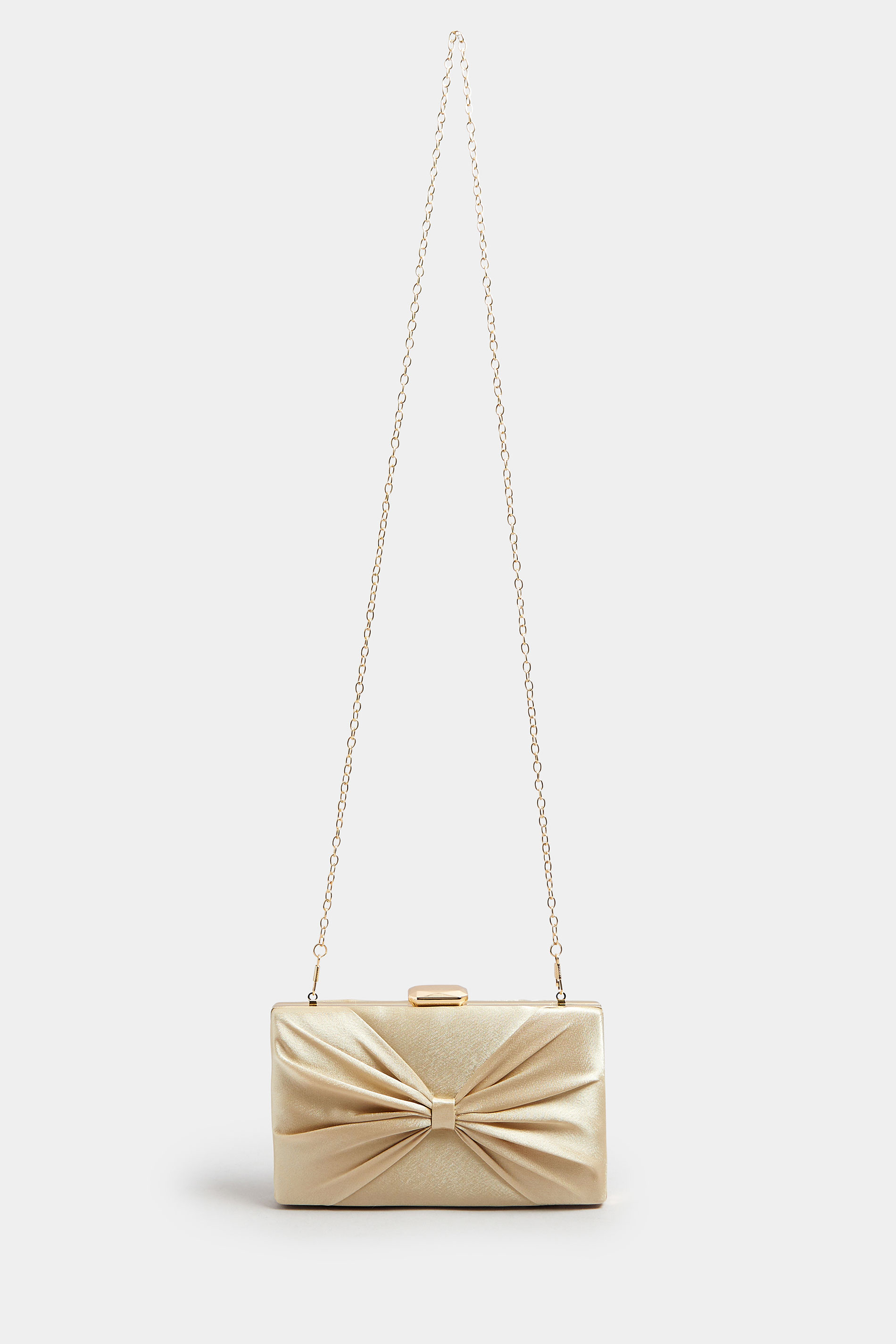 Gold Satin Bow Detail Clutch Bag | Yours Clothing 5
