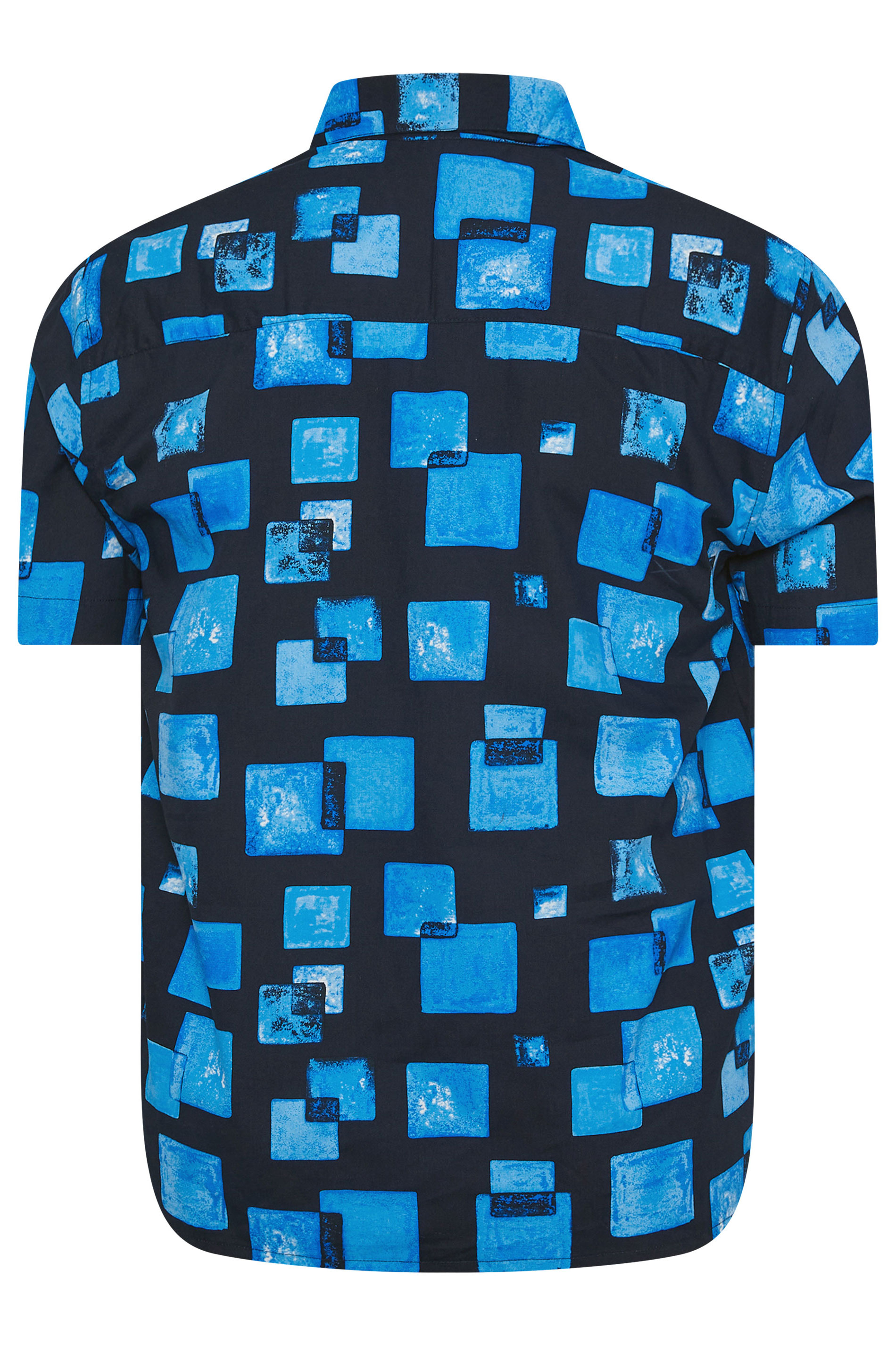 BadRhino BIg & Tall Navy Blue Square Print Peached Short Sleeve Shirt | BadRhino 8