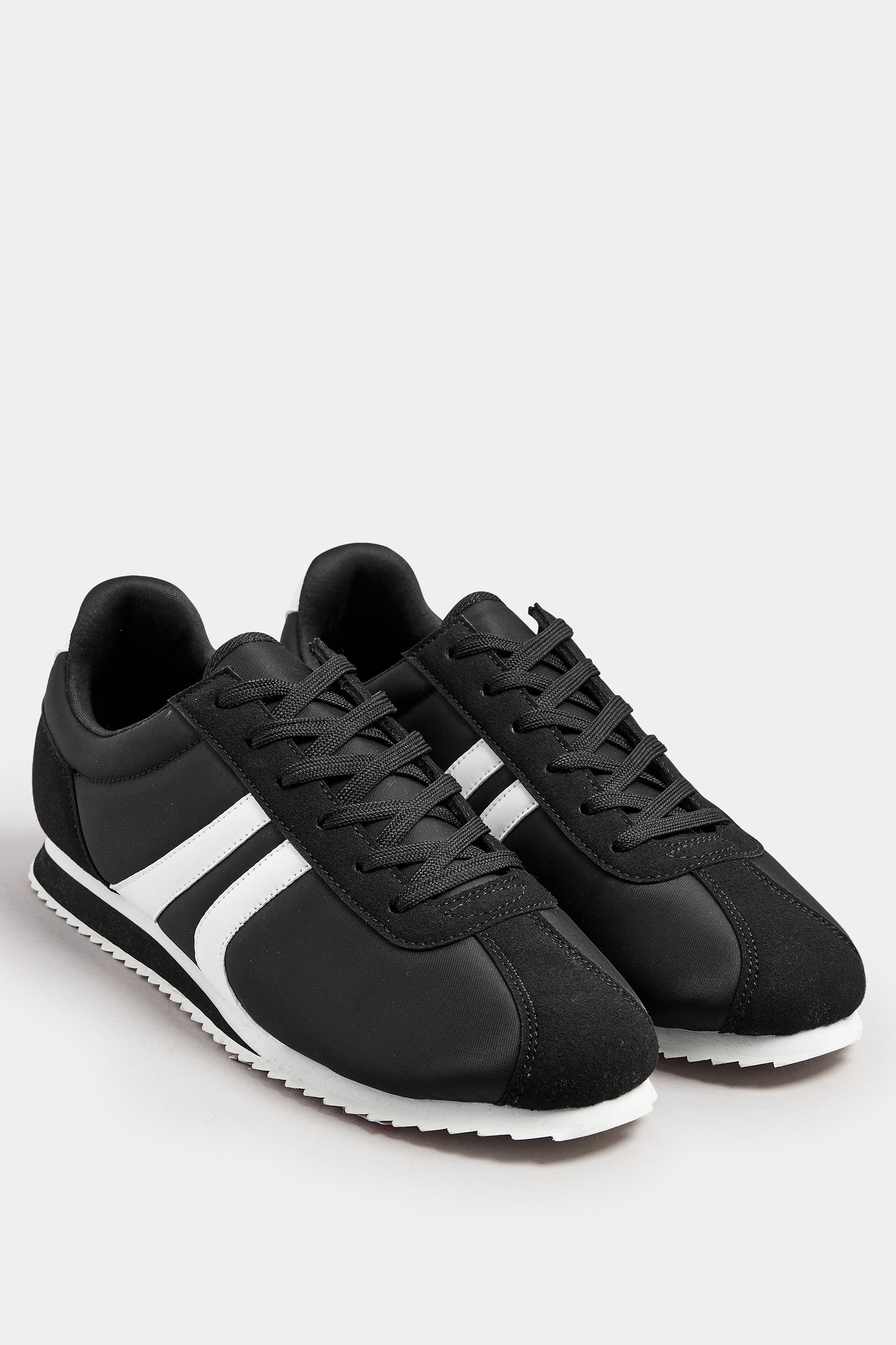 LTS Black Runner Contrast Stripe Trainers In Standard Fit | Long Tall Sally 2