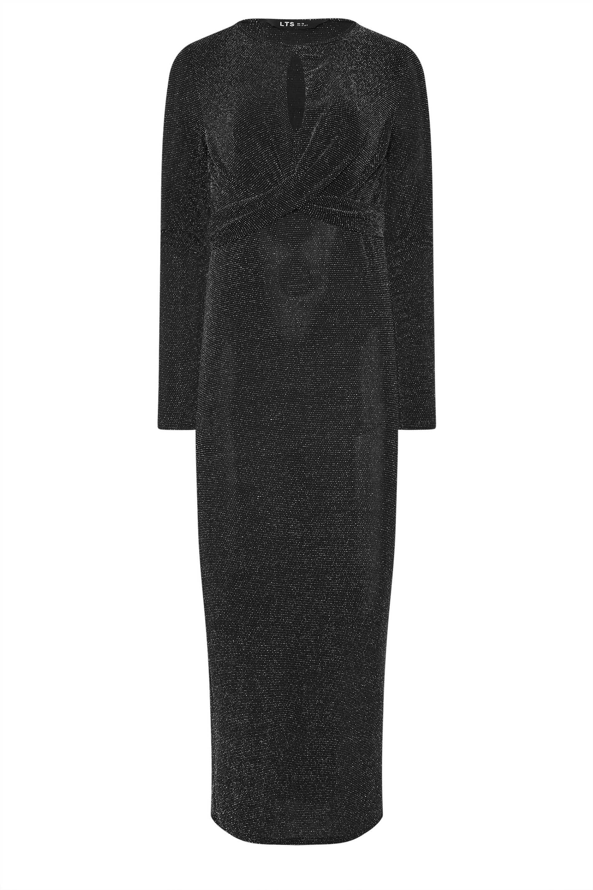LTS Tall Black Glitter Sparkle Twist Maxi Dress | Long Tall Sally 5