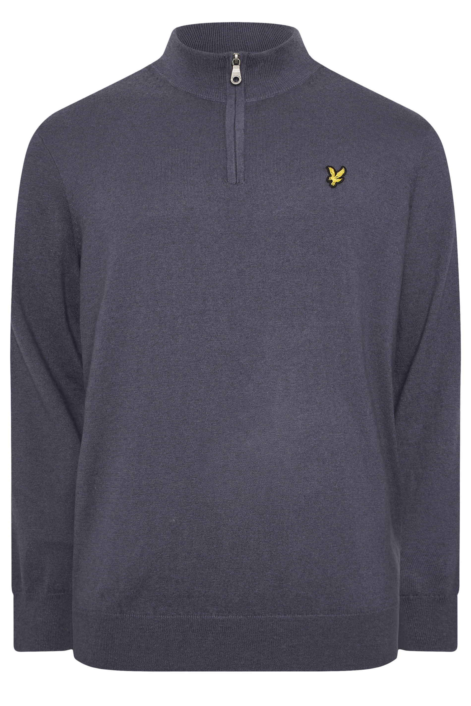 LYLE & SCOTT Big & Tall Grey Cotton Merino Quarter Zip Jumper | BadRhino 3