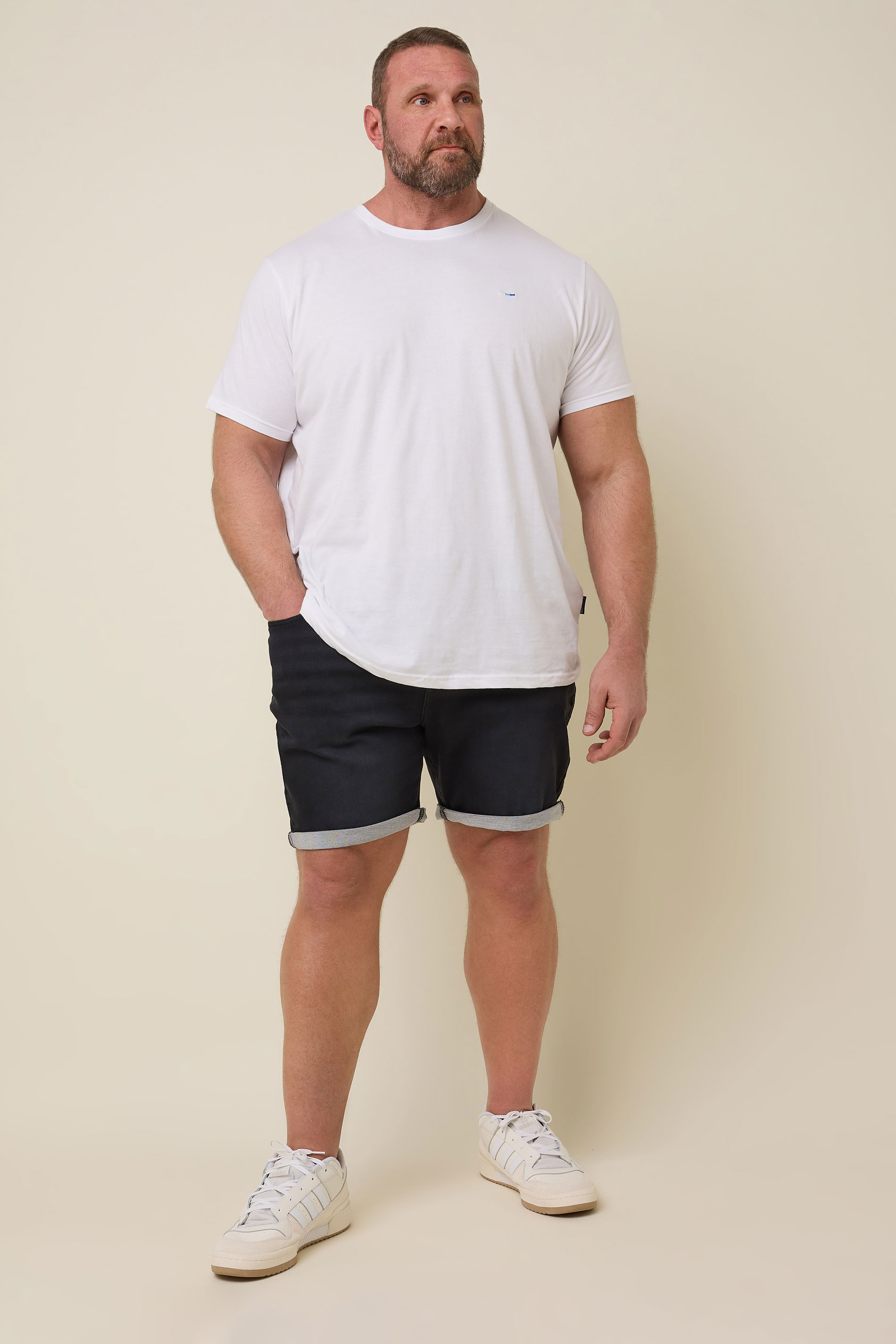 BadRhino Big & Tall Black Knitted Denim Shorts | BadRhino 2