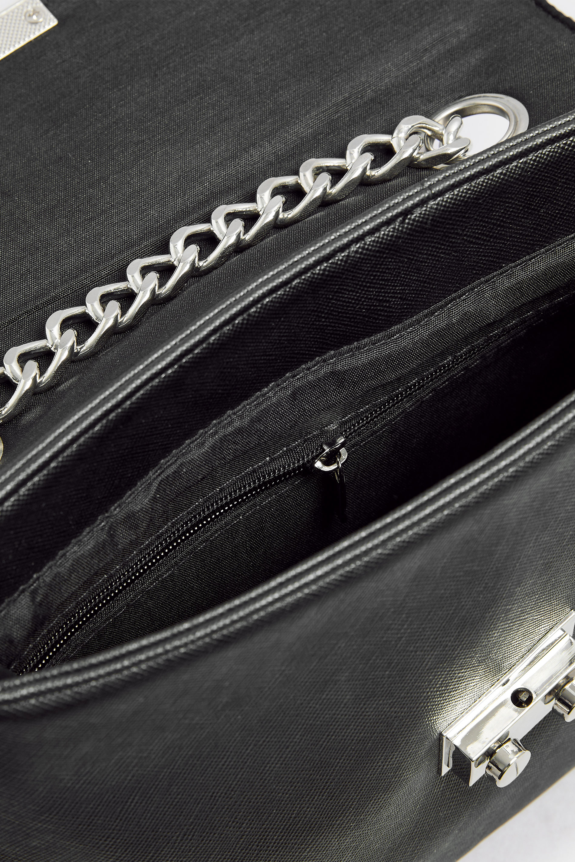 Black Faux Leather Chain Detail Shoulder Bag | Yours Clothing 4