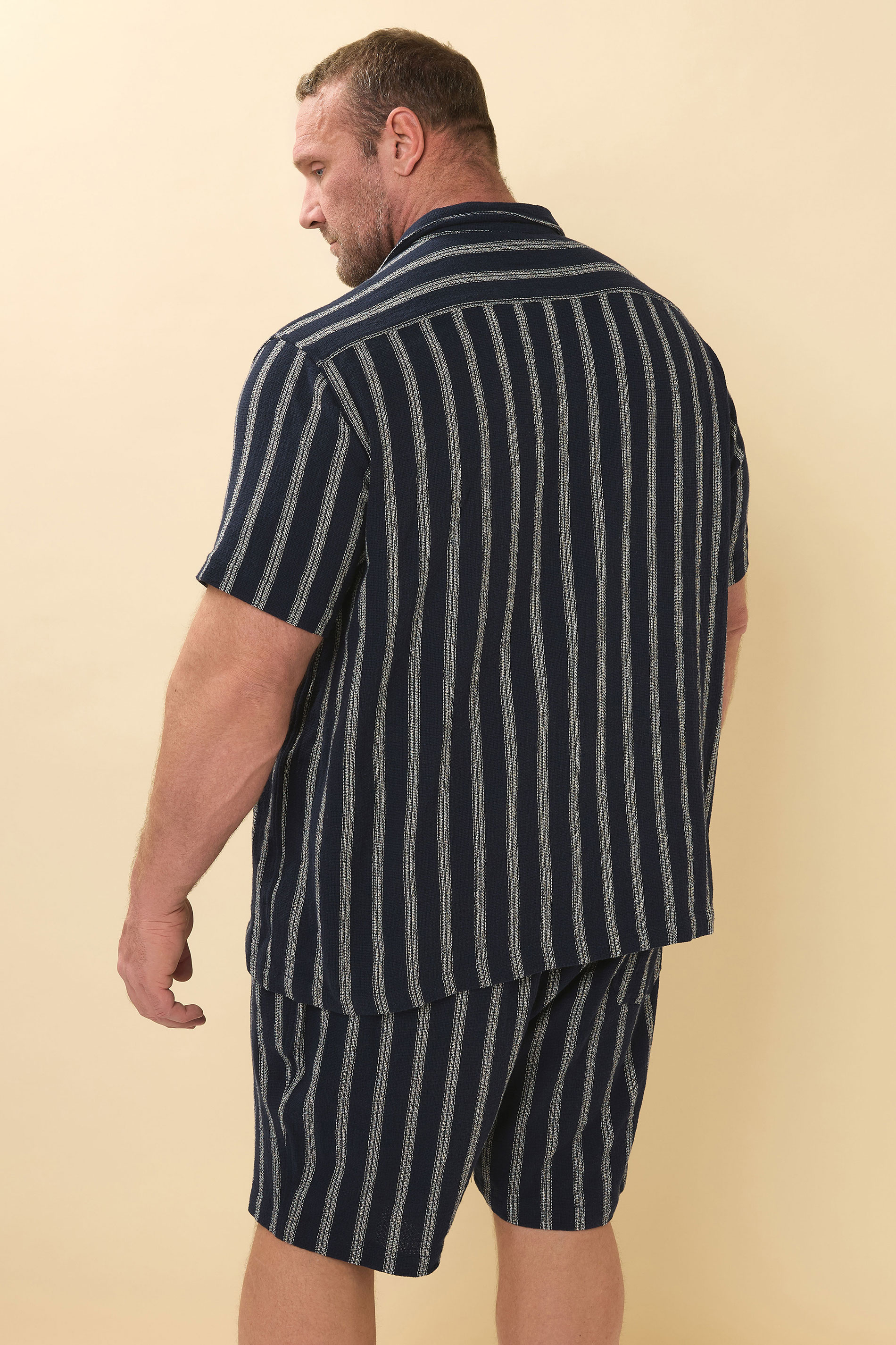 BadRhino Big & Tall Navy Blue Stripe Shorts | BadRhino 4