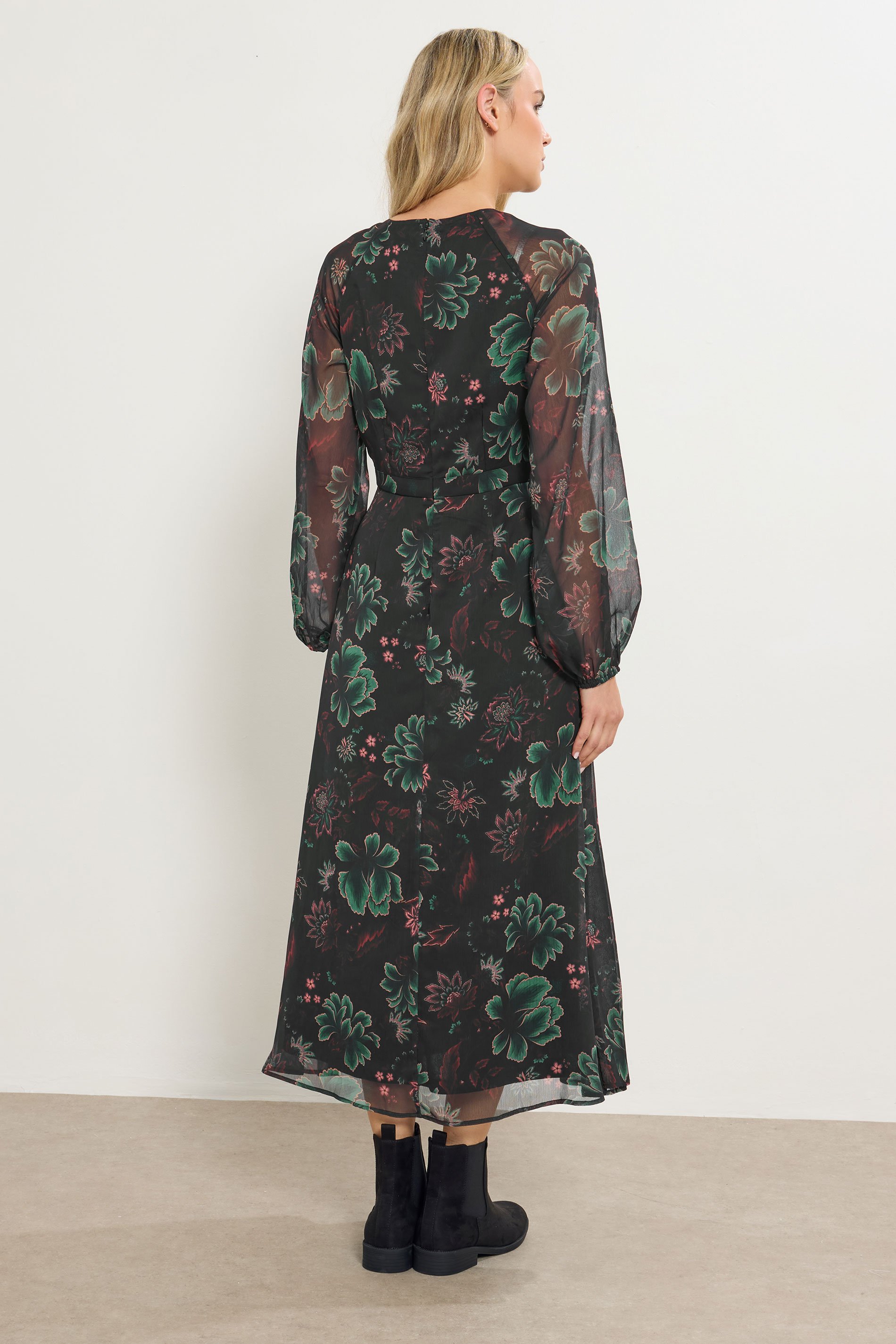 LTS Tall Black Chiffon Floral Maxi Dress | Long Tall Sally 4