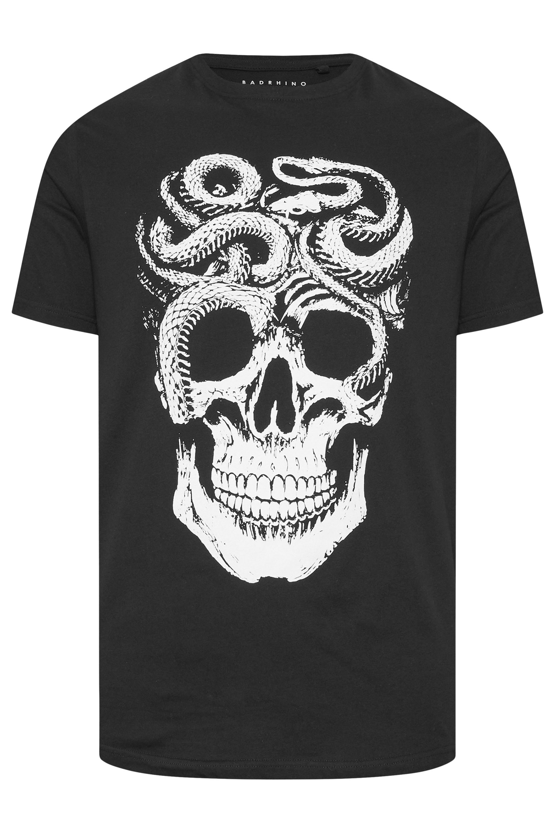 BadRhino Big & Tall Black Skull & Snake Graphic T-Shirt | BadRhino 6
