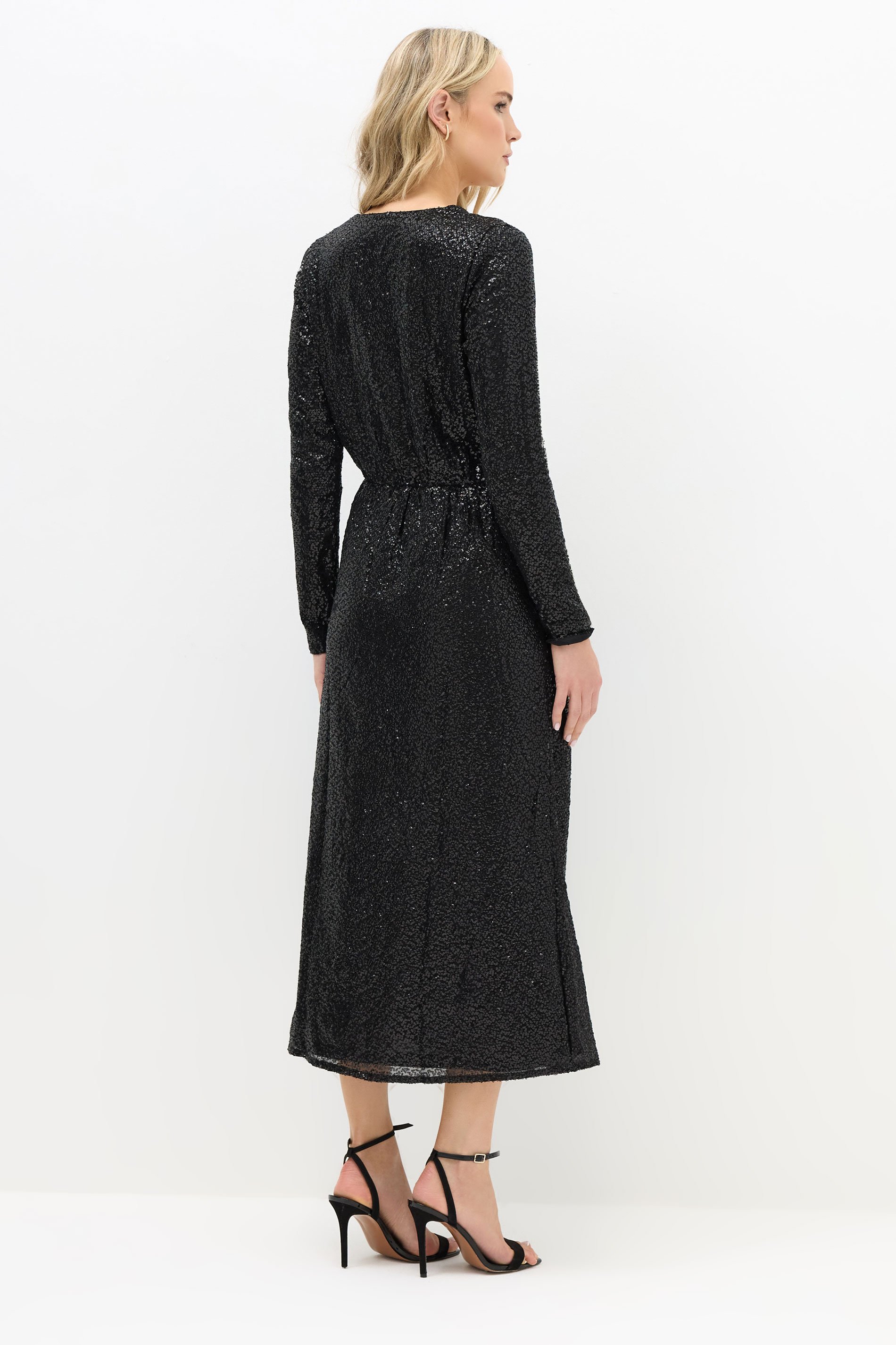 LTS Tall Black Sequin Wrap Midaxi Dress | Long Tall Sally 3