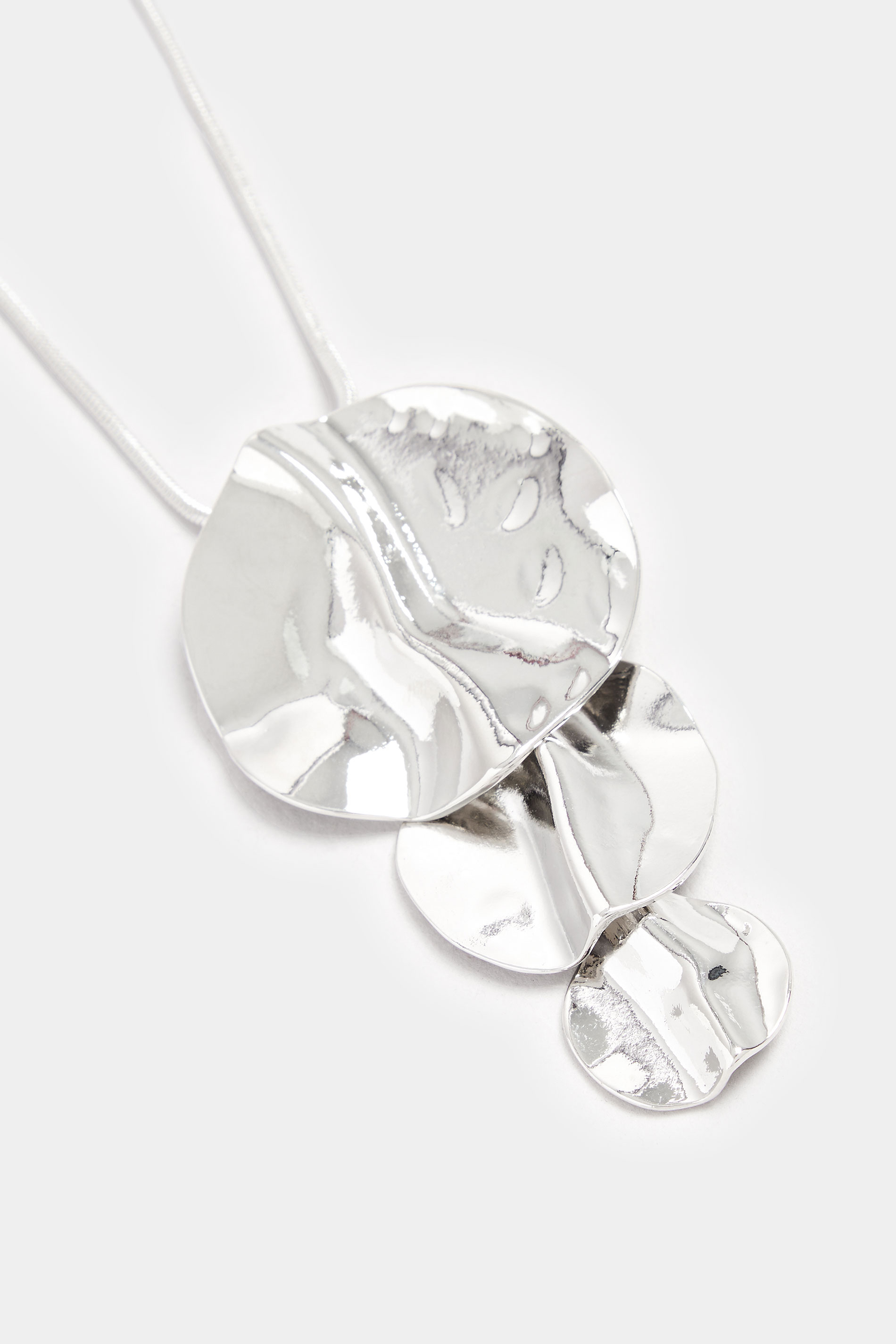 Silver Tone Statement Triple Disc Pendant Necklace | Yours Clothing  3