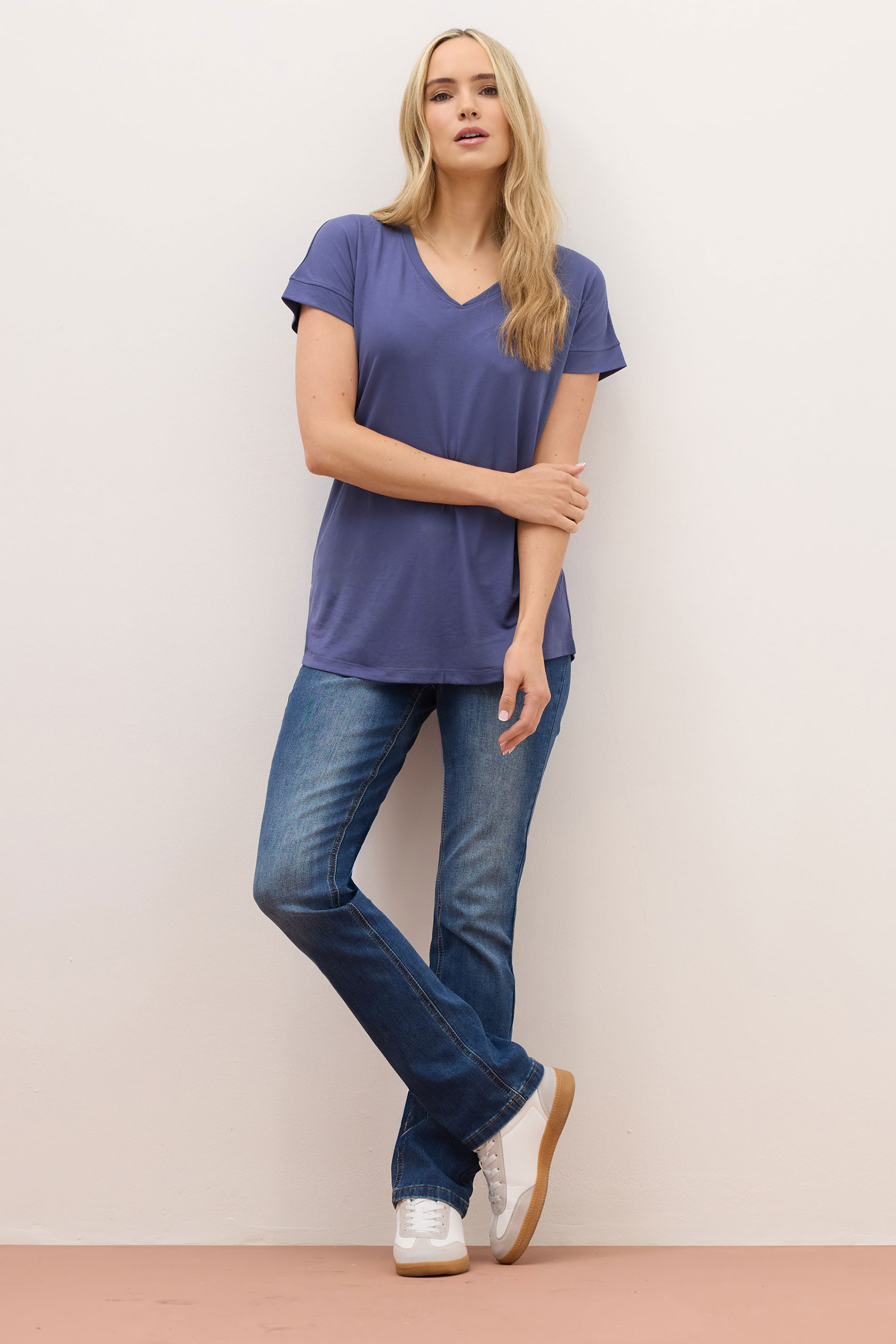 LTS PREMIUM Tall 2 PACK Coral Pink & Blue V-Neck Modal T-Shirts | Long Tall Sally 3