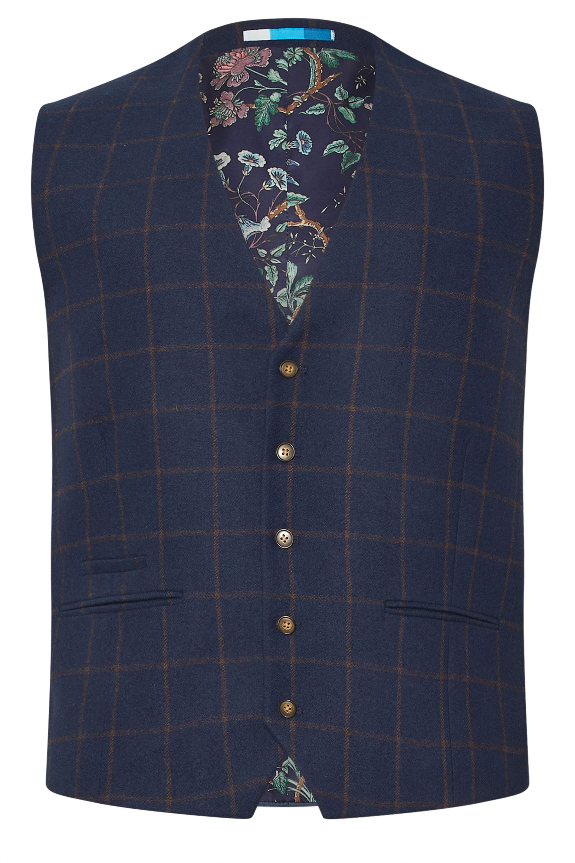 BadRhino Tailoring Big & Tall Navy Blue & Rust Orange Tweed Waistcoat | BadRhino 10