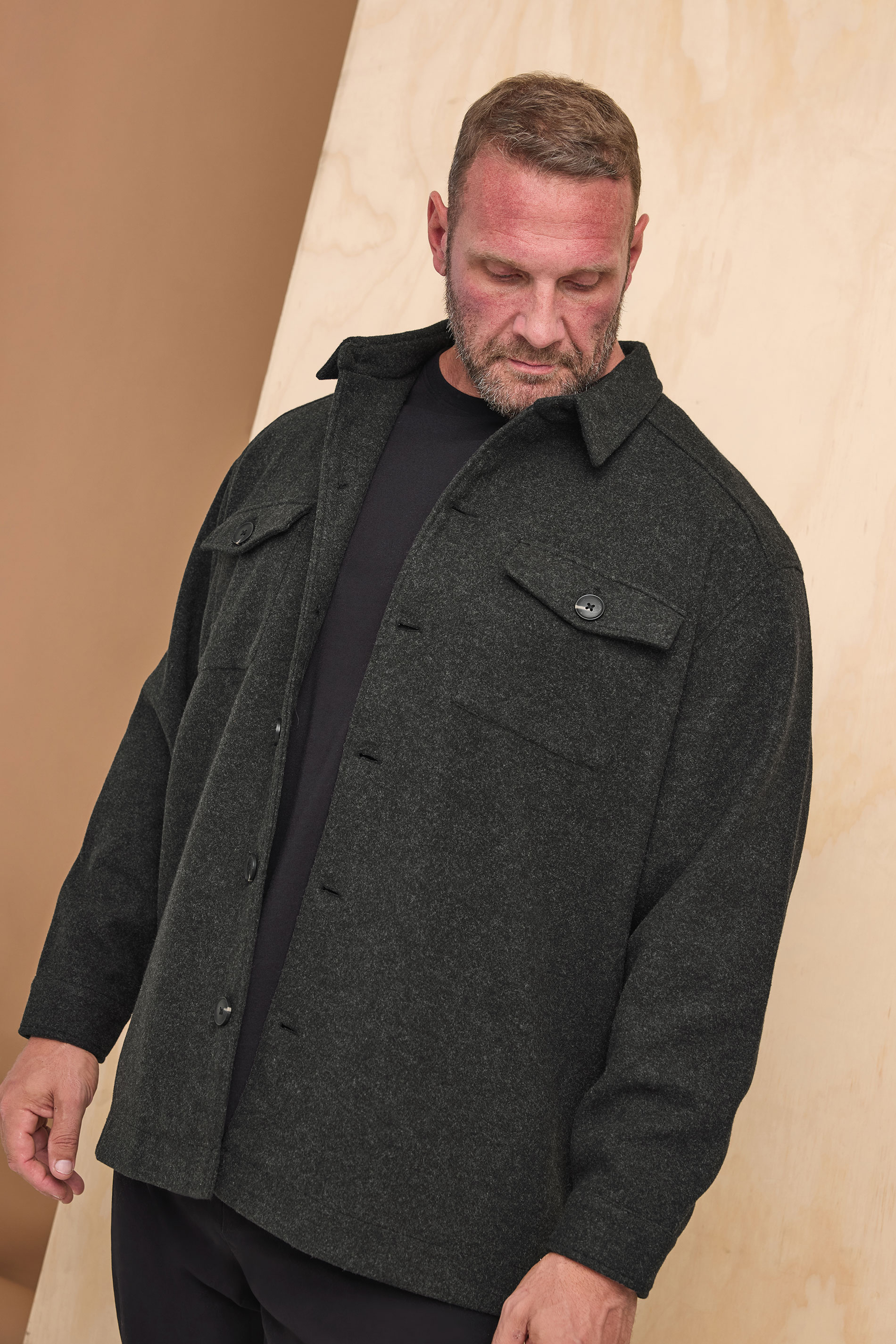 BadRhino Big & Tall Charcoal Grey Premium Button Down Shacket | BadRhino 5