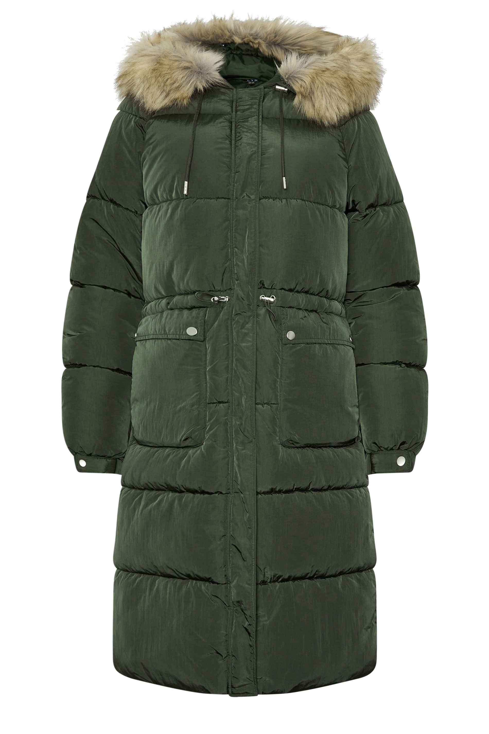 LTS Tall Khaki Green Padded Midi Coat | Long Tall Sally 6