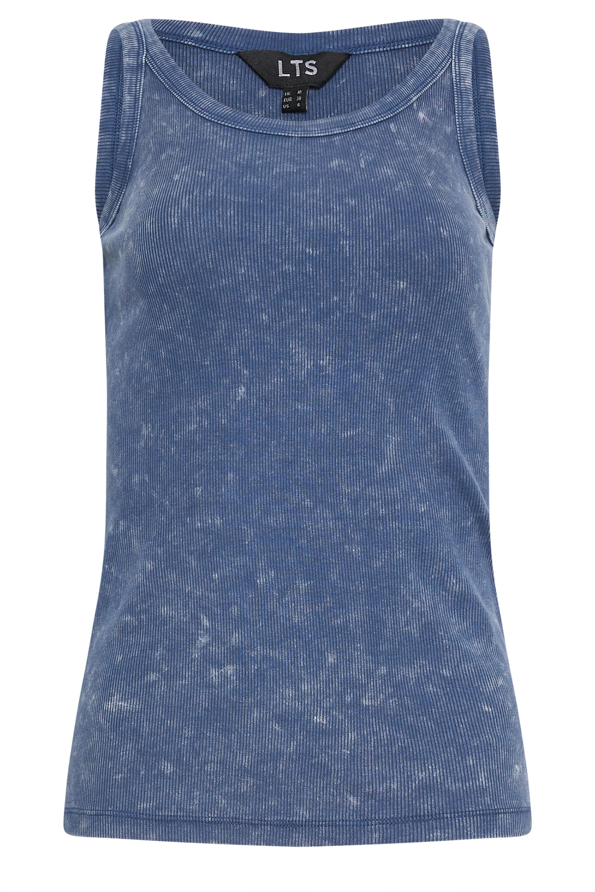 LTS Tall Women's Blue Acid Wash Vest Top | Long Tall Sally 5