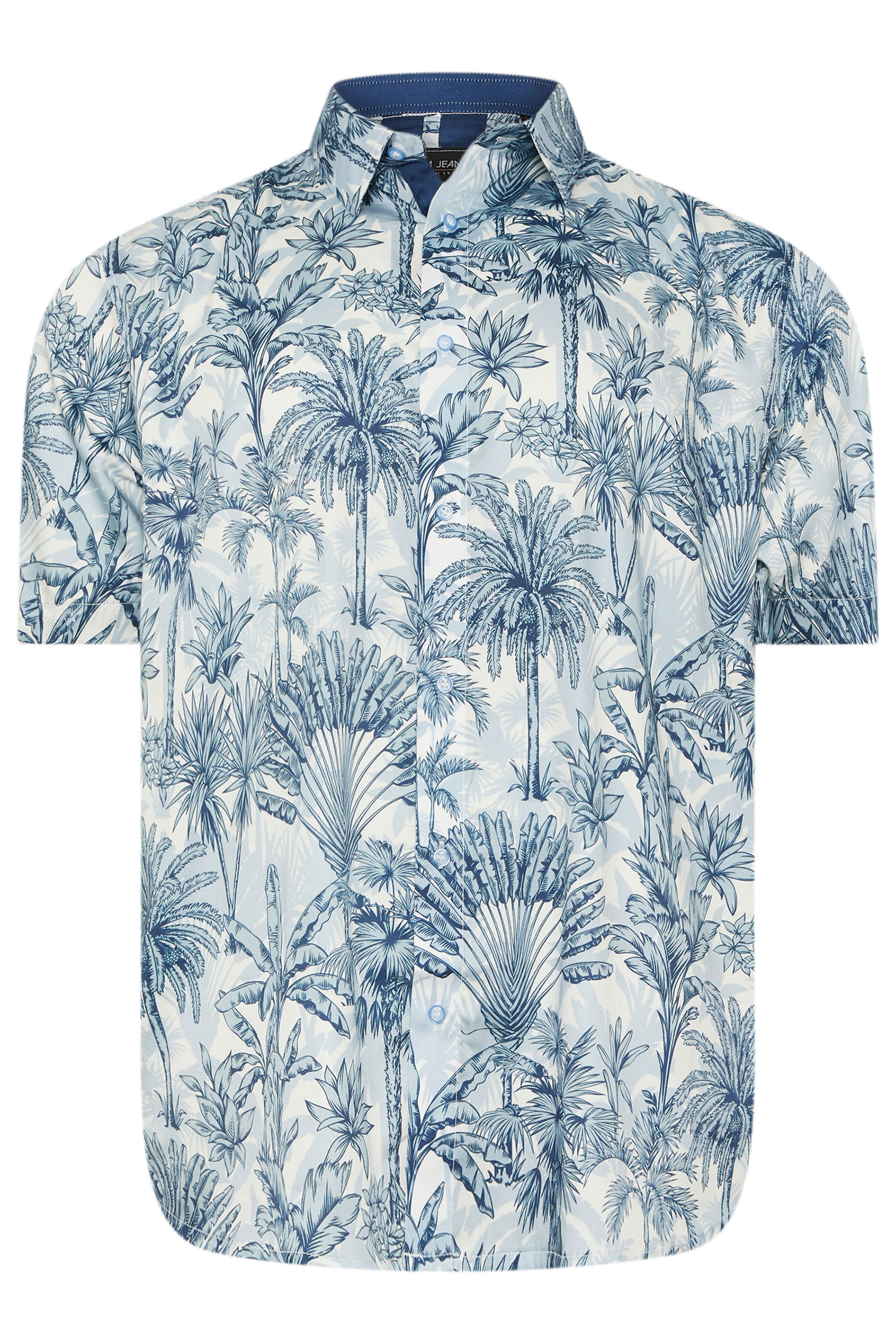KAM Big & Tall Blue Palm Tree Print Shirt | BadRhino 4