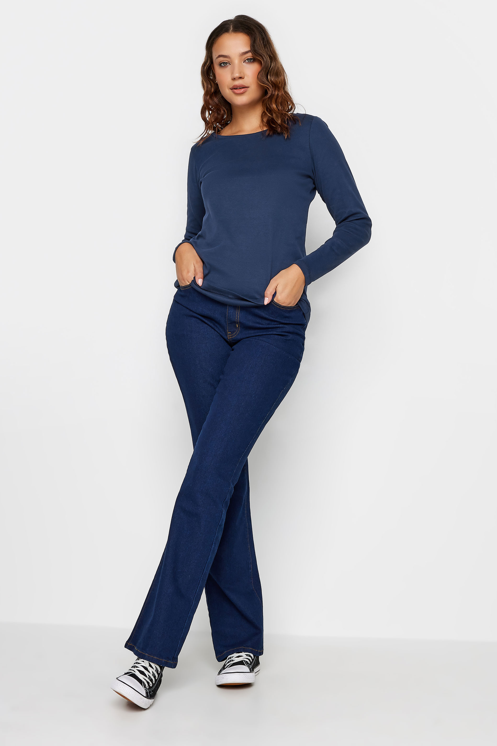 LTS Tall Navy Blue Long Sleeve Cotton T-Shirt | Long Tall Sally  2