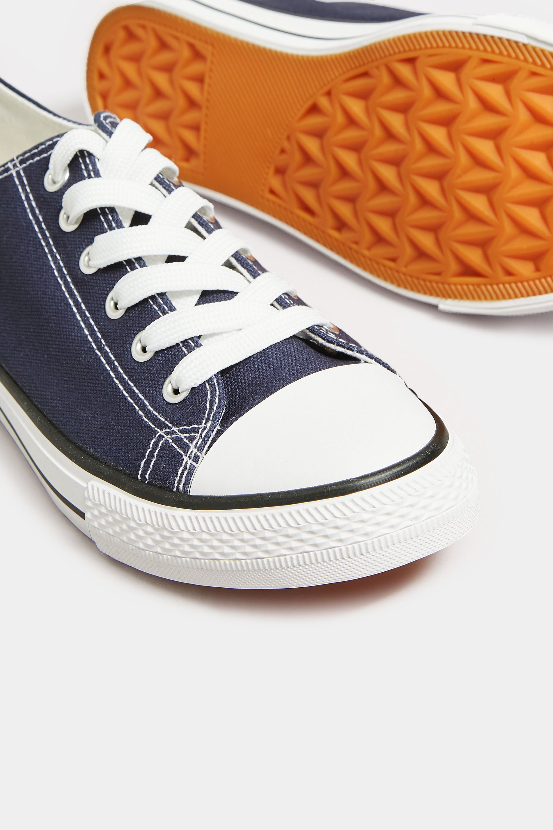 LTS Navy Canvas Low Trainers In Standard Fit | Long Tall Sally  5