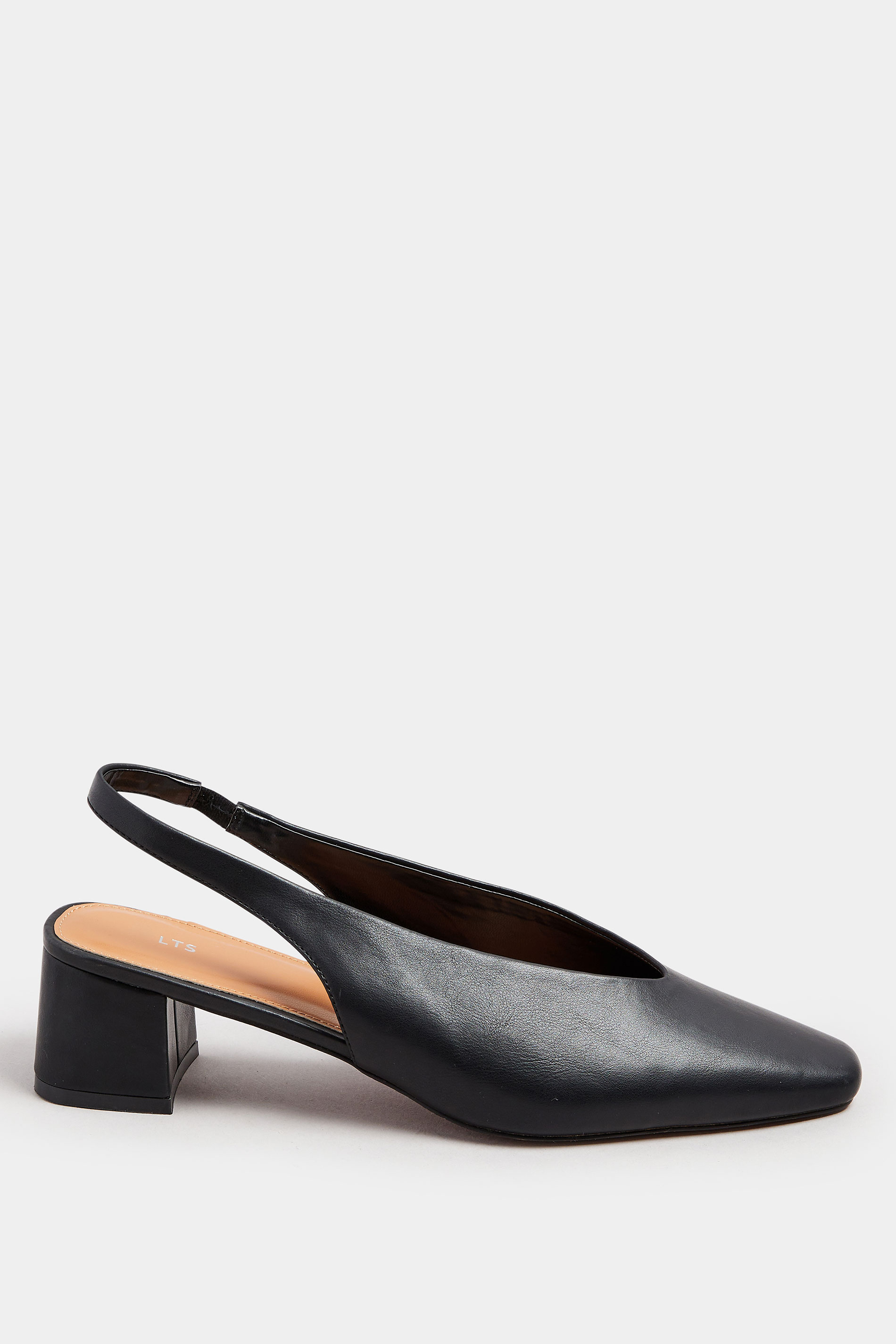 LTS Black Square Slingback Block Heel In Standard Fit | Long Tall Sally 3