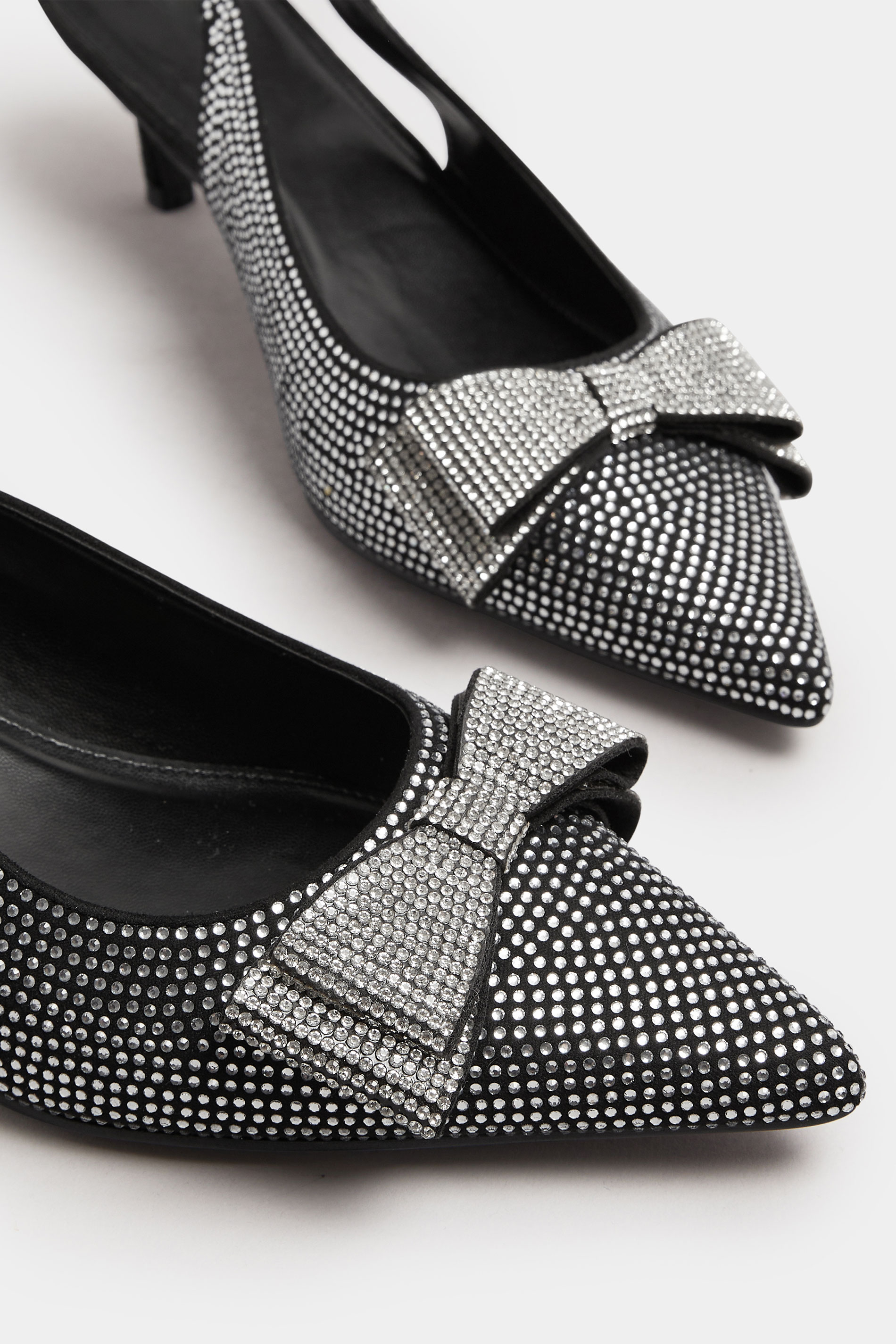 LTS Black Diamante Sparkle Slingback Heels In Standard Fit | Long Tall Sally 5